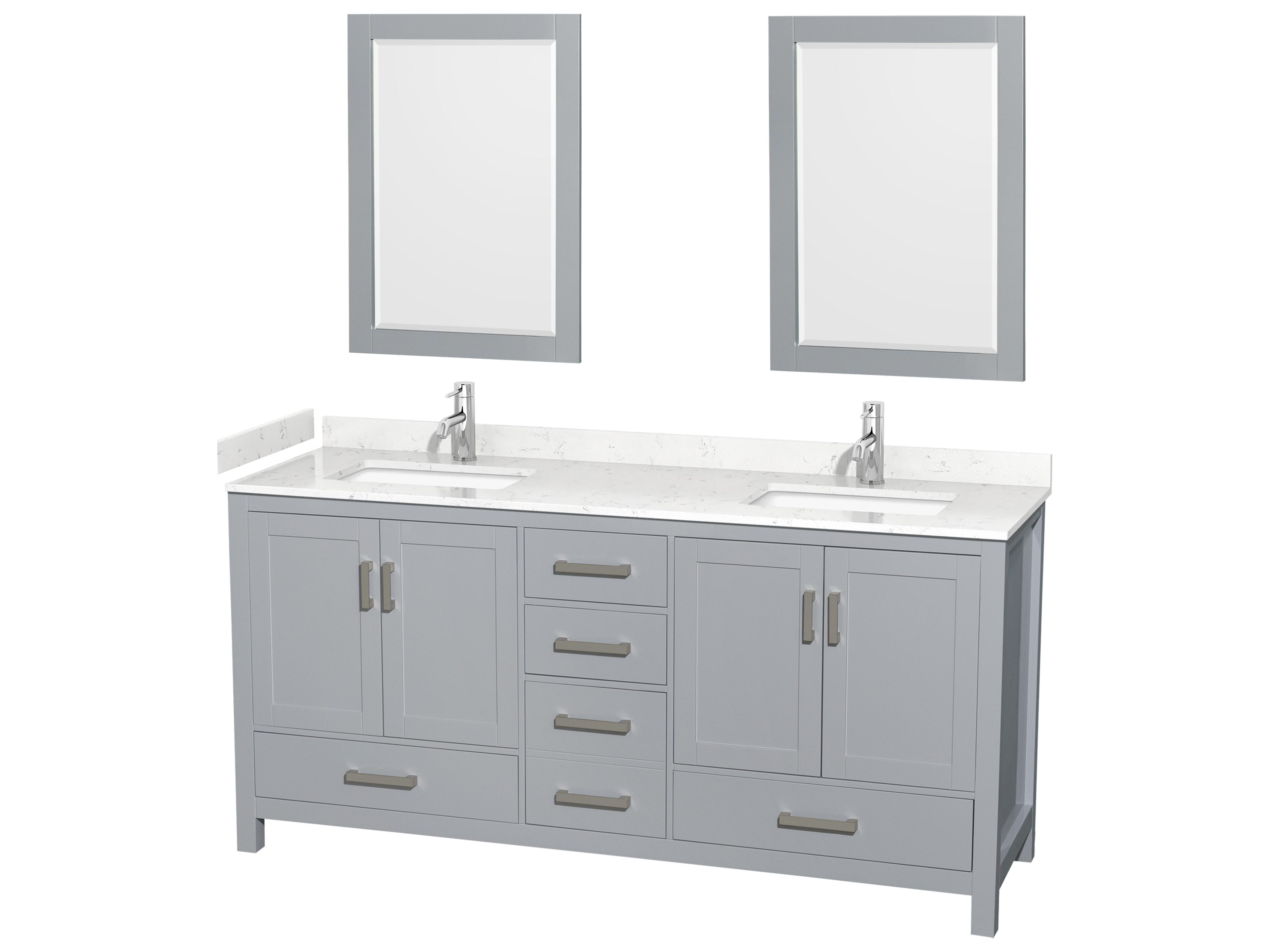 Wyndham Collection Sheffield 72" Gray Vanity with 24" Mirror