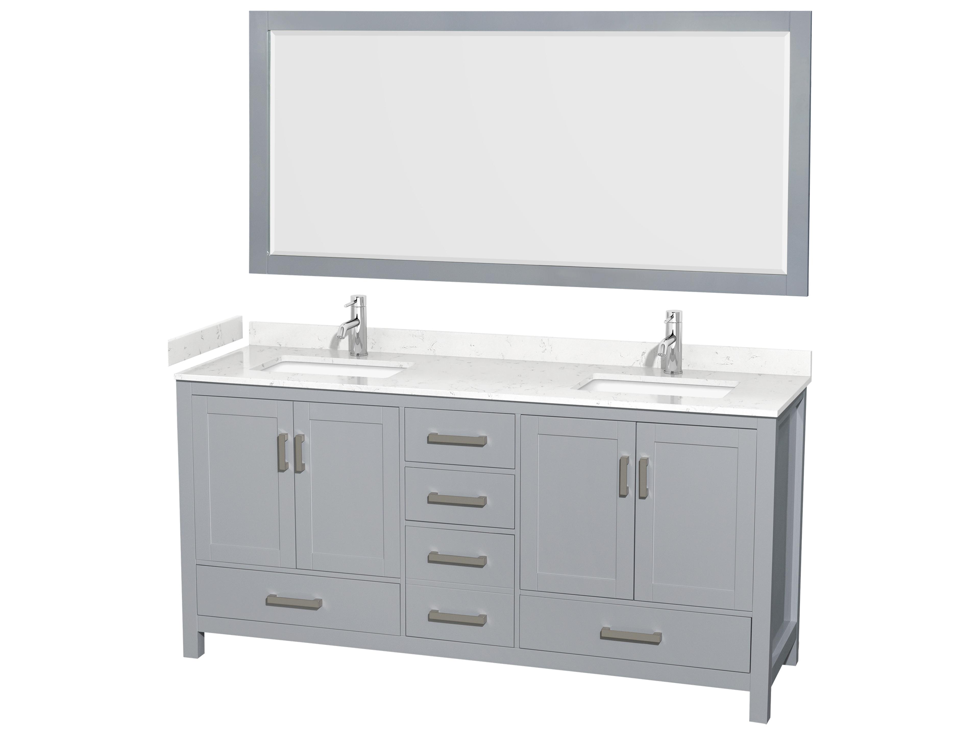 Wyndham Collection Sheffield 72" Gray Vanity with 70" Mirror