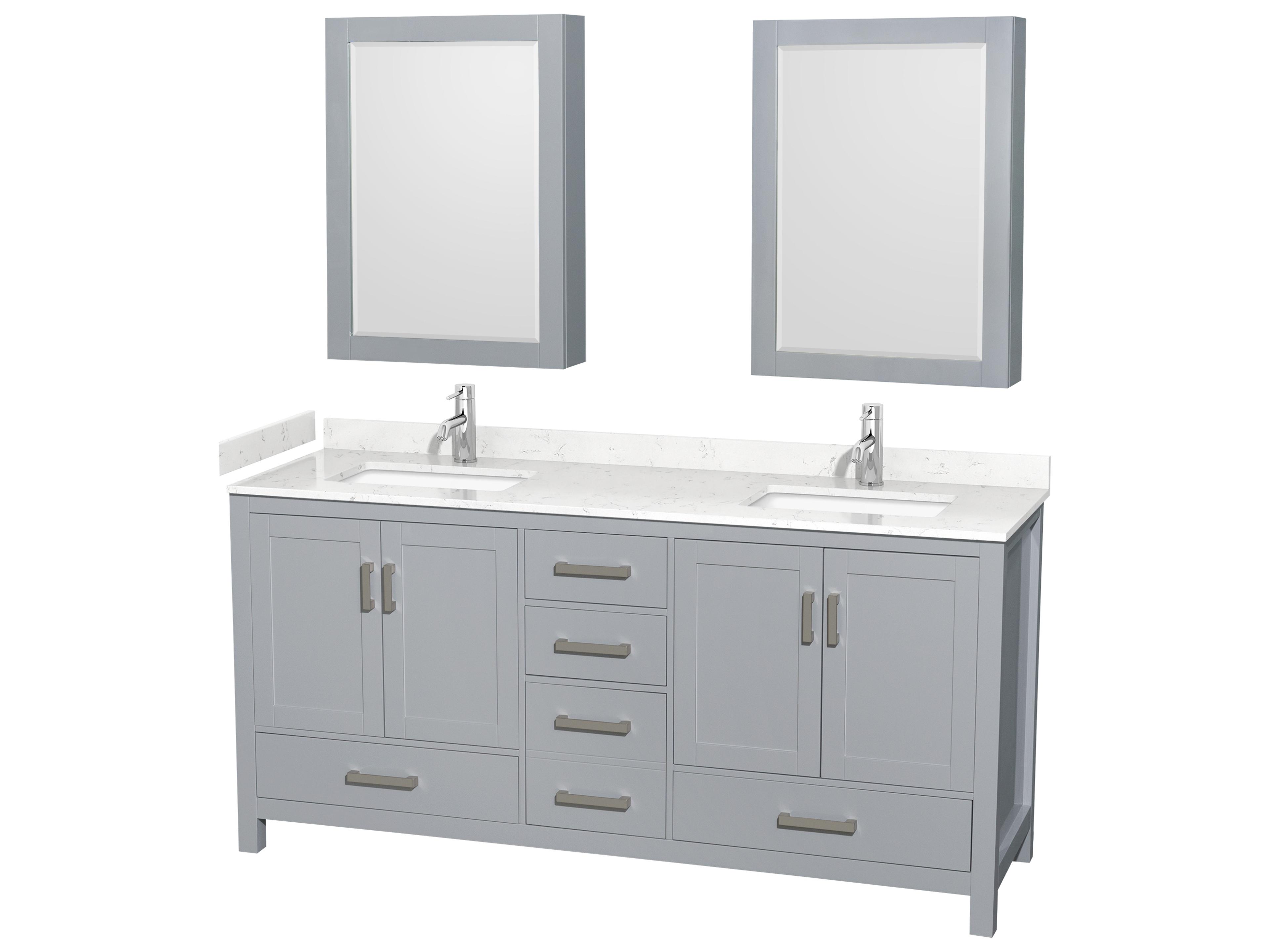 Wyndham Collection Sheffield 72" Gray Vanity with Medicine Cabinet