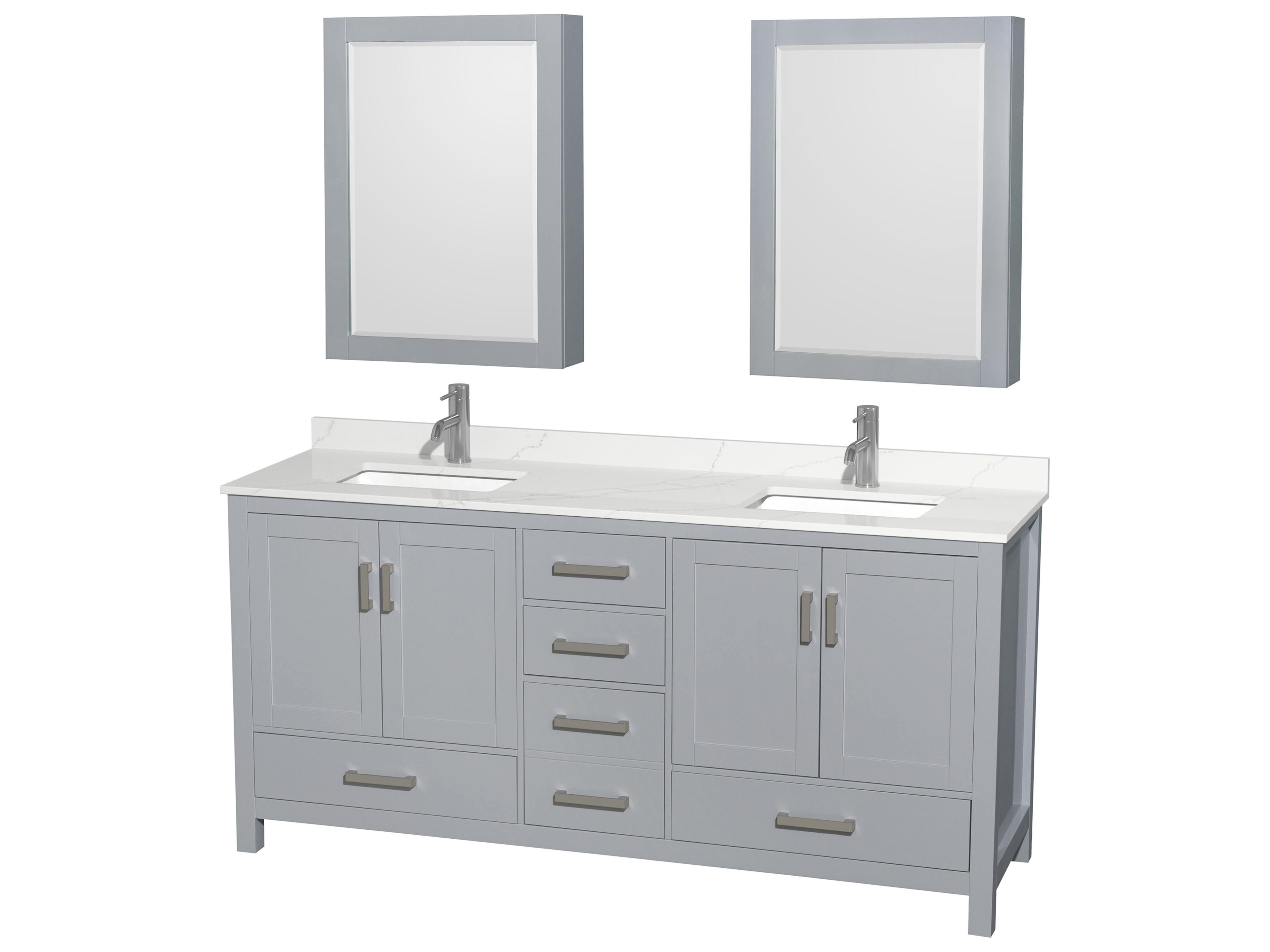 Wyndham Collection Sheffield 72" Gray Vanity with Medicine Cabinet