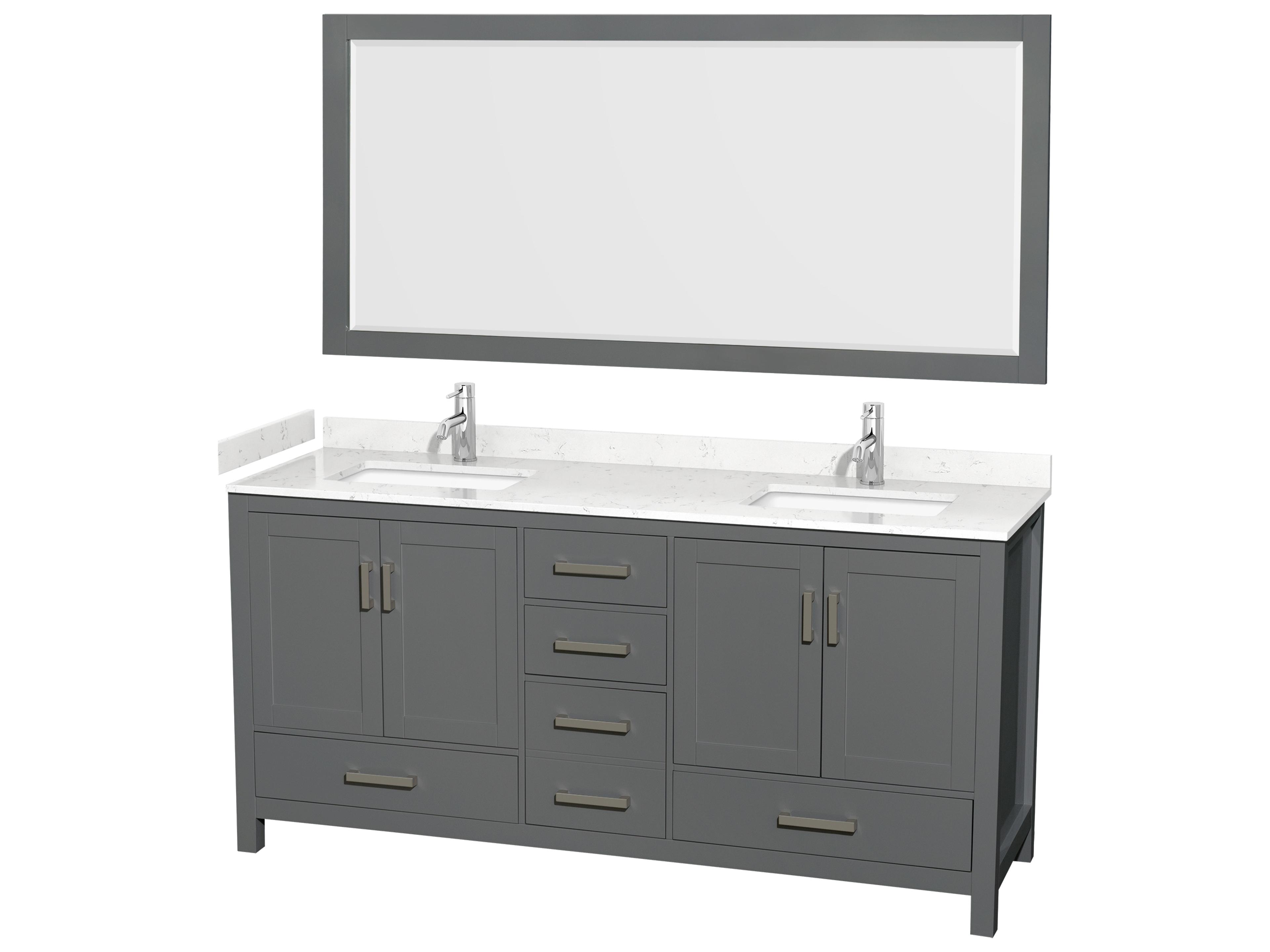 Wyndham Collection Sheffield 72" Dark Gray Vanity with 70" Mirror