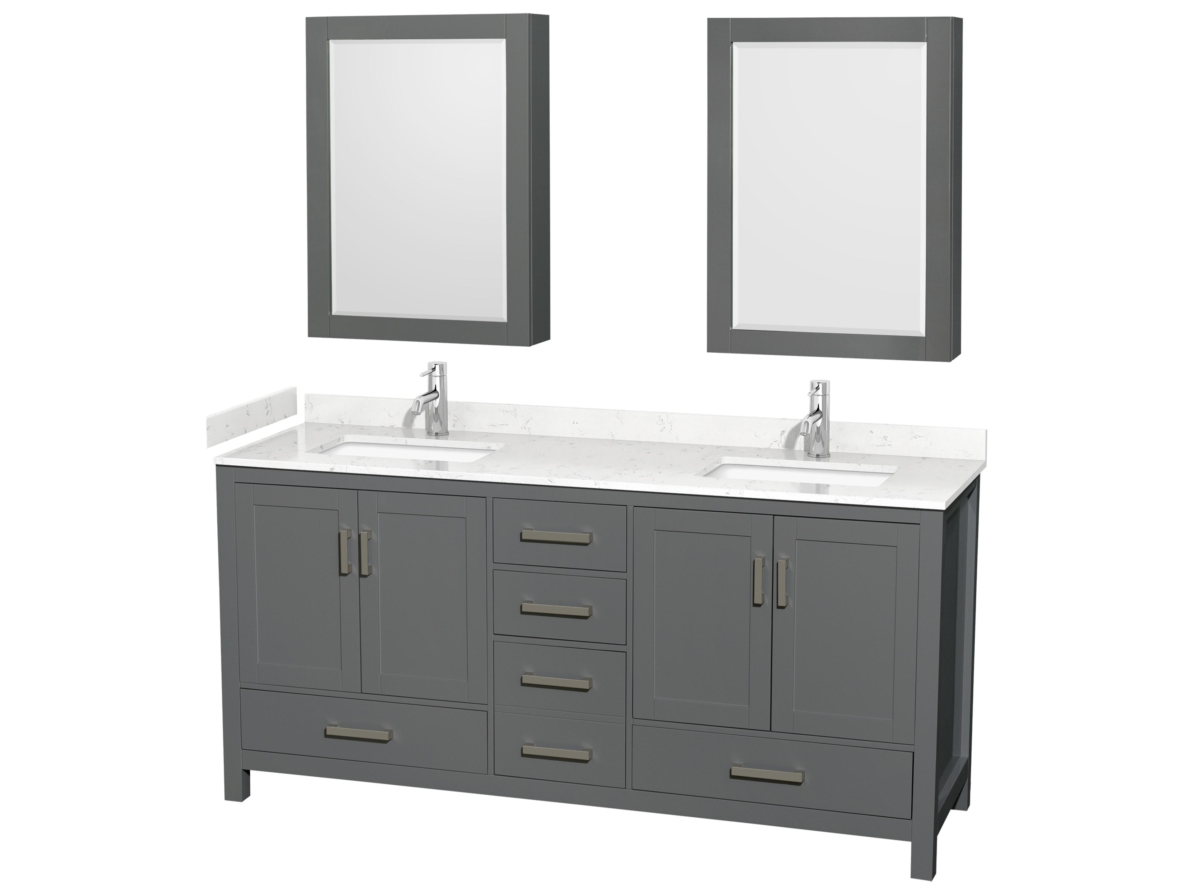 Wyndham Collection Sheffield 72" Dark Gray Vanity with Medicine Cabinet