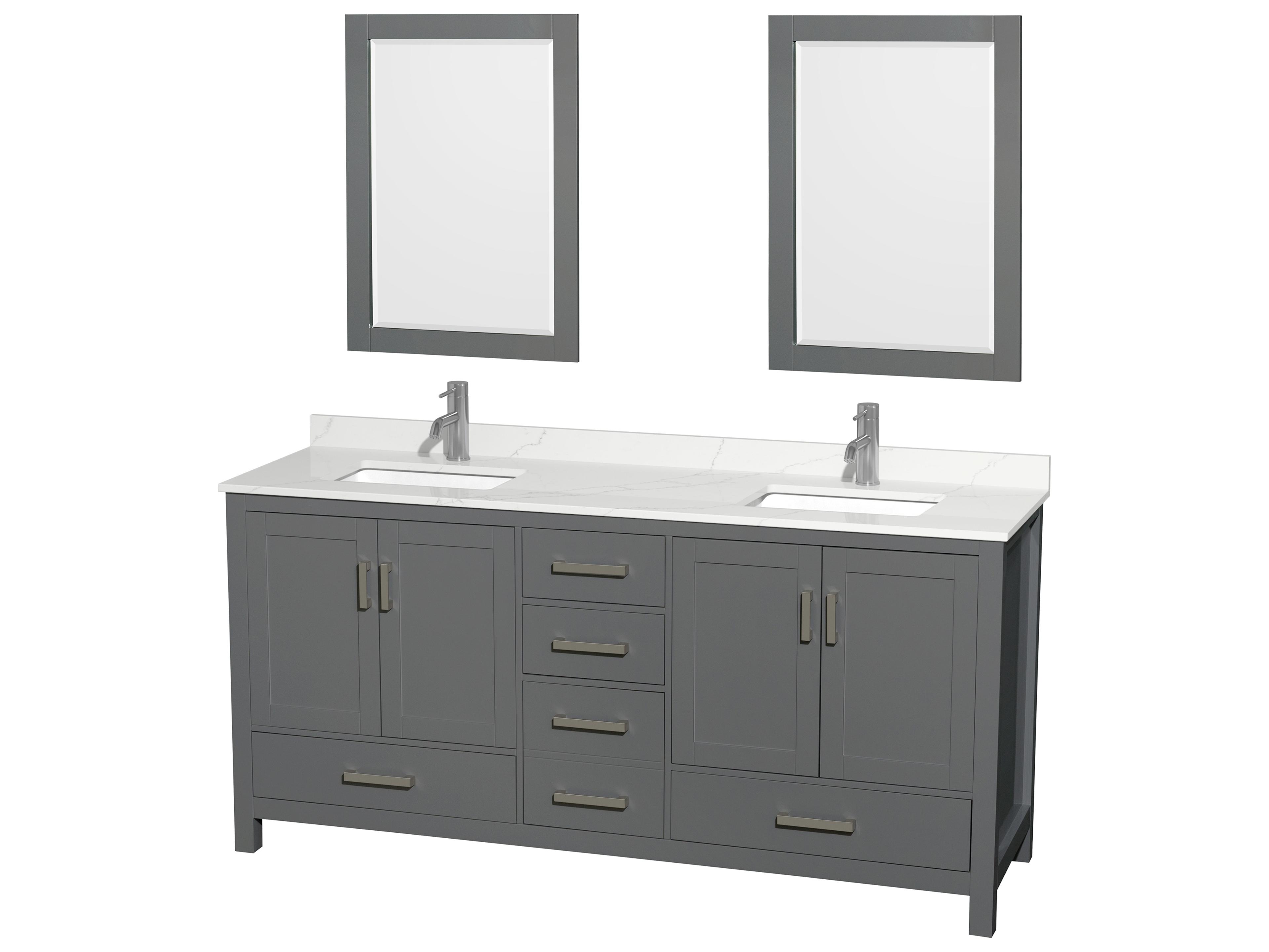Wyndham Collection Sheffield 72" Dark Gray Vanity with 24" Mirror