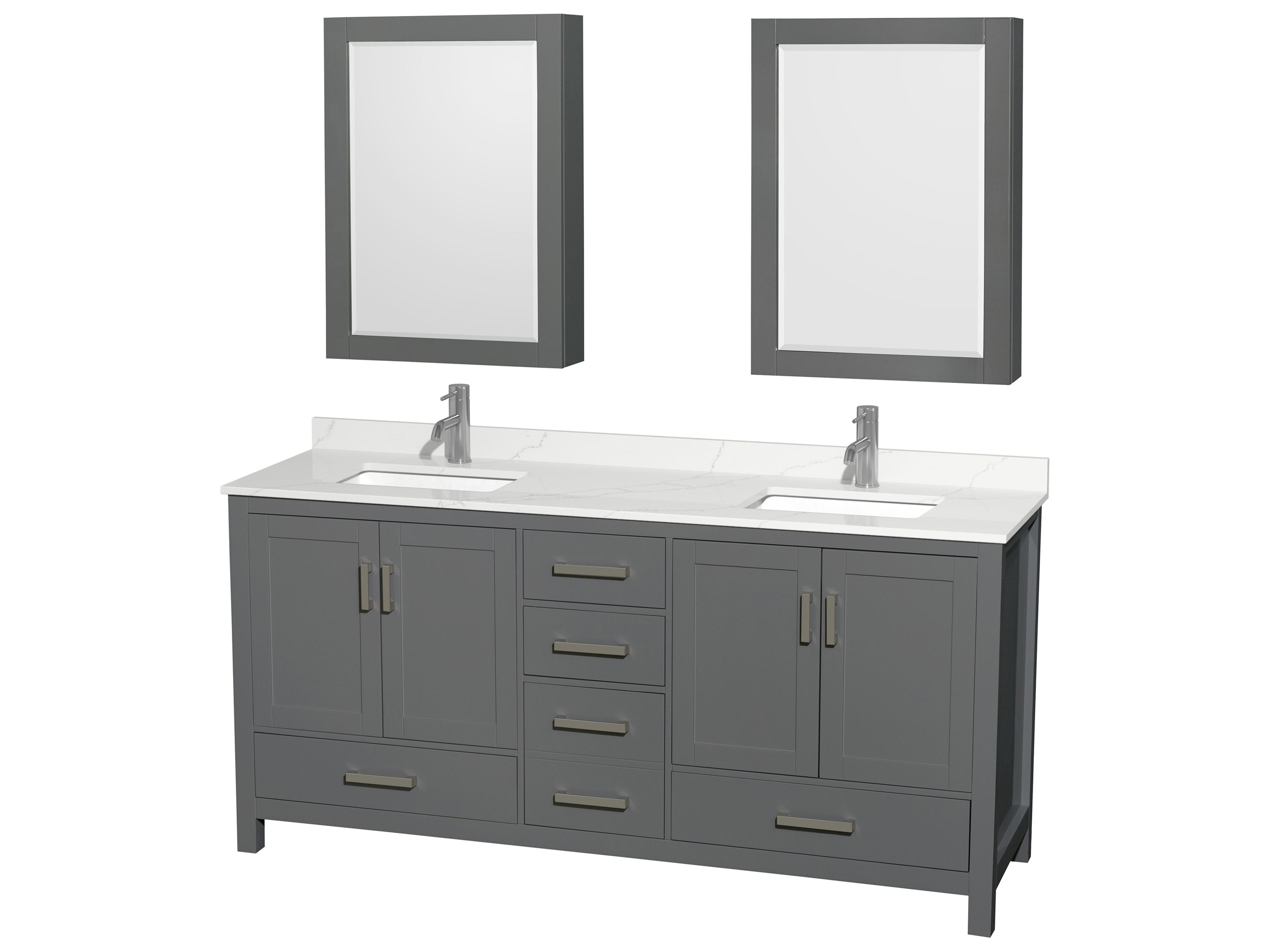 Wyndham Collection Sheffield 72" Dark Gray Vanity with Medicine Cabinet