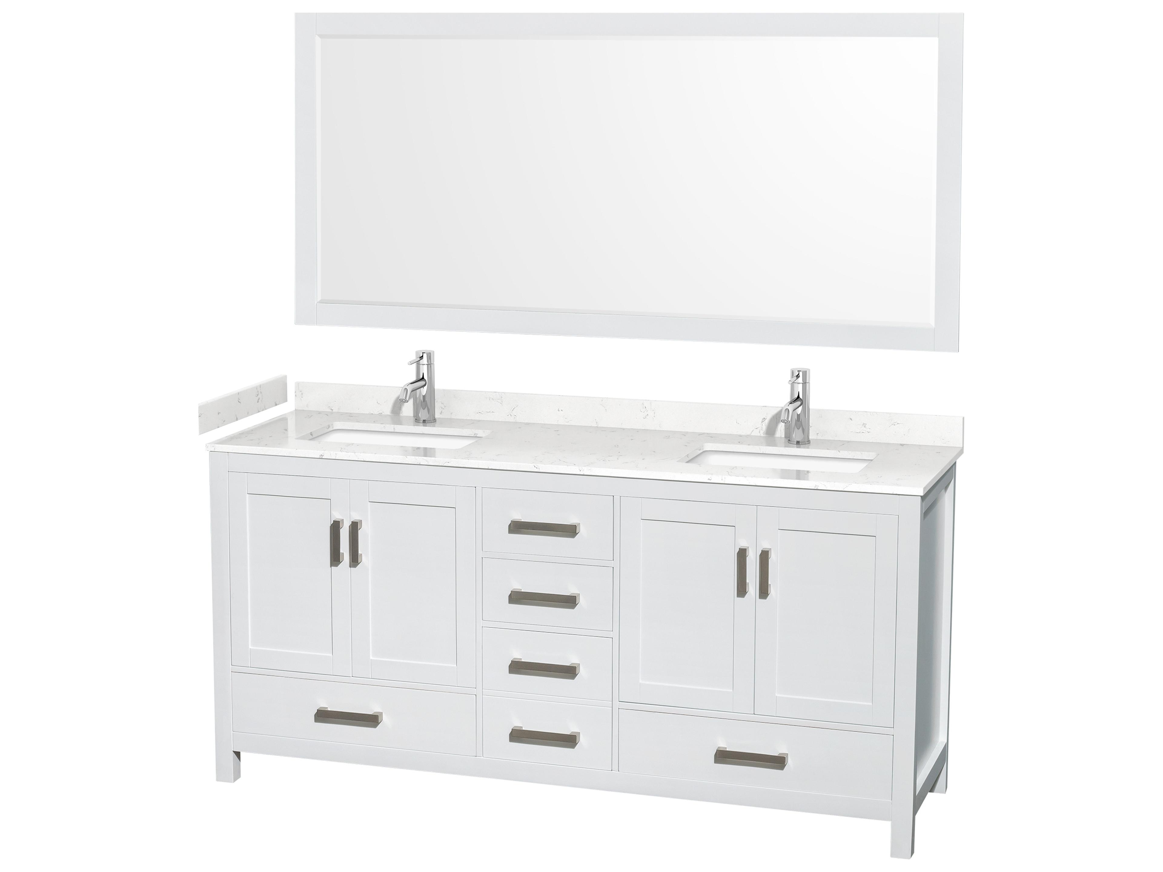Wyndham Collection Sheffield 72" White Vanity with 70" Mirror