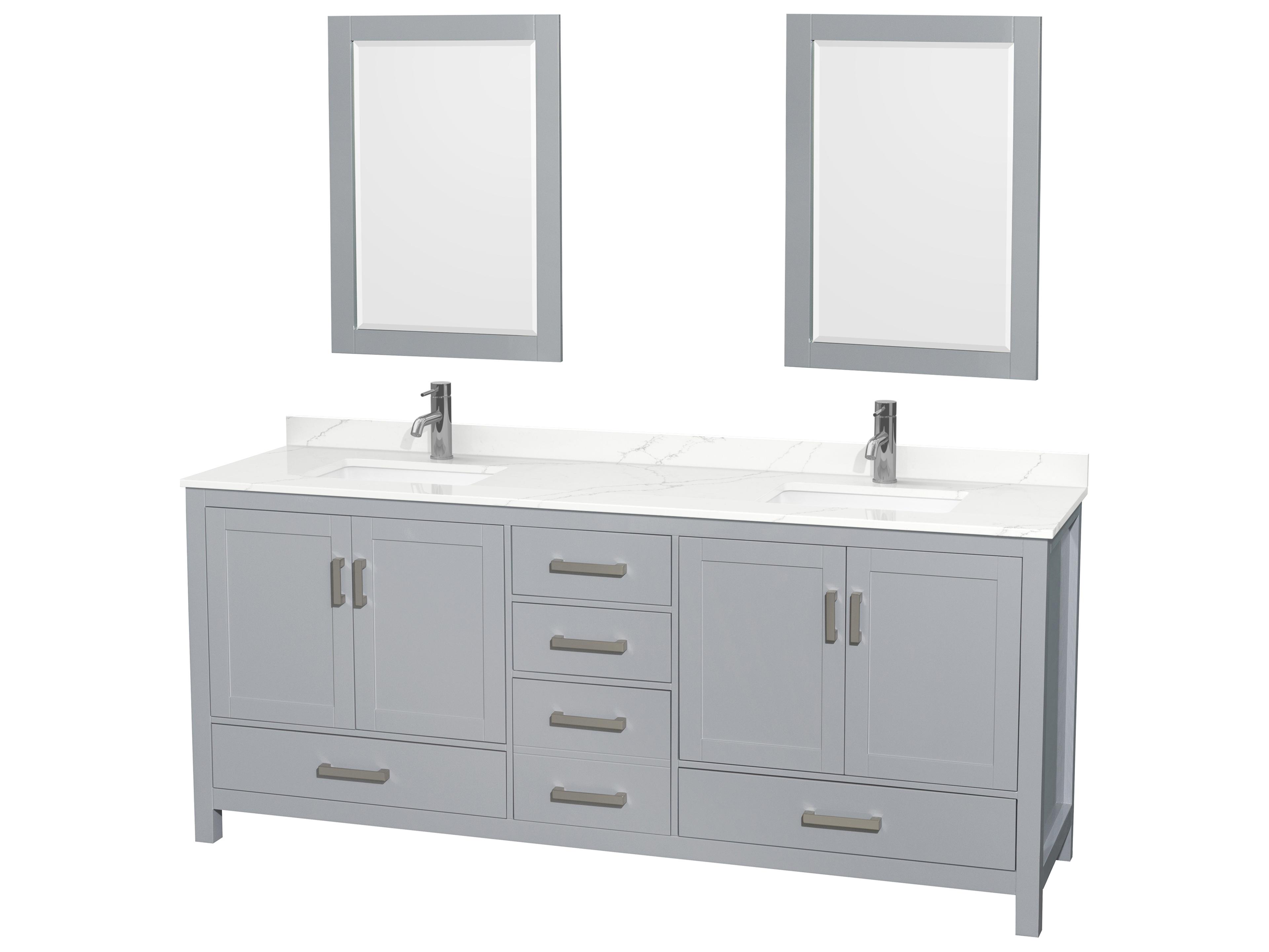 Wyndham Collection Sheffield 80" Gray Vanity with 24" Mirror