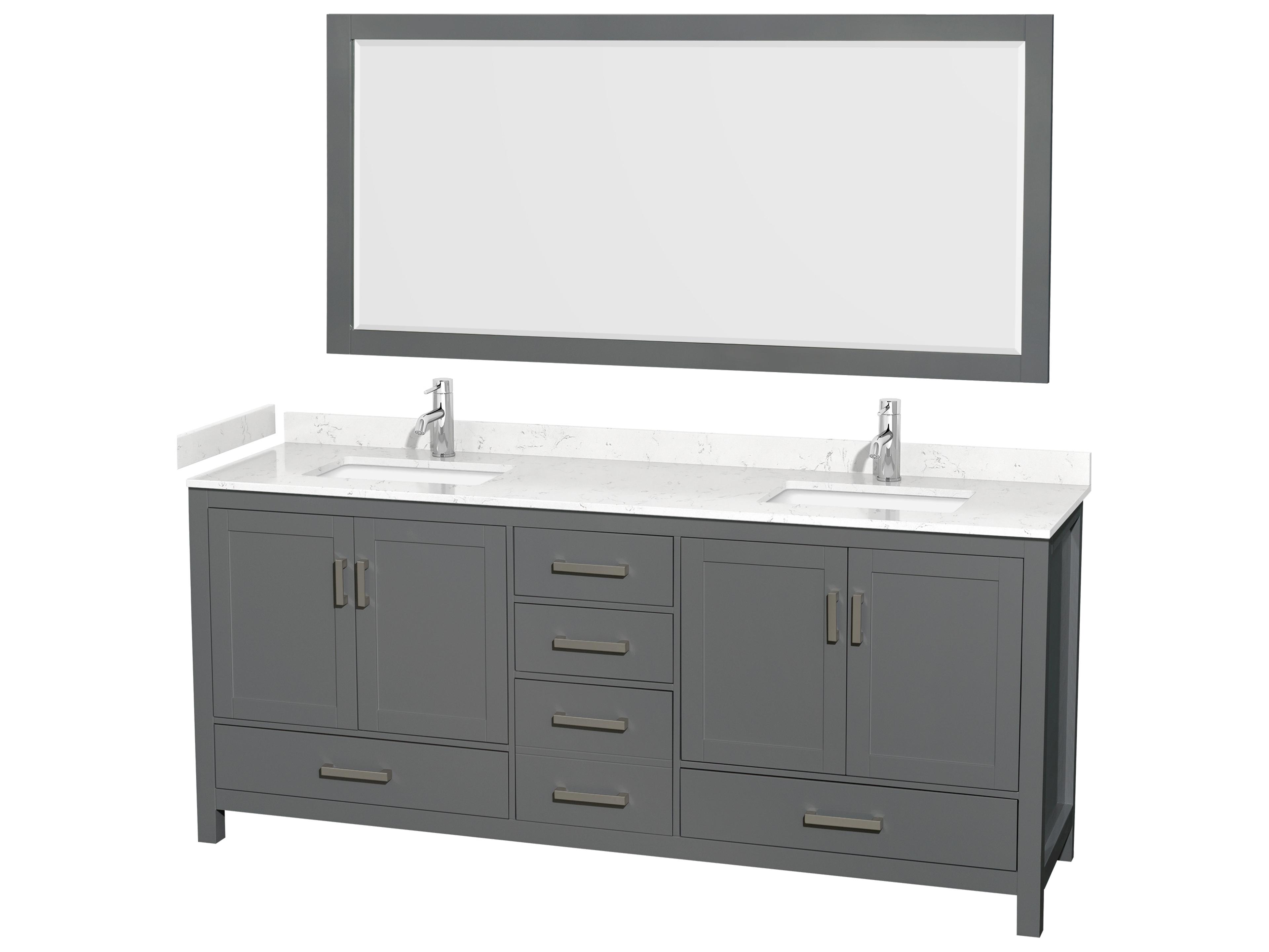 Wyndham Collection Sheffield 80" Dark Gray Vanity with 70" Mirror