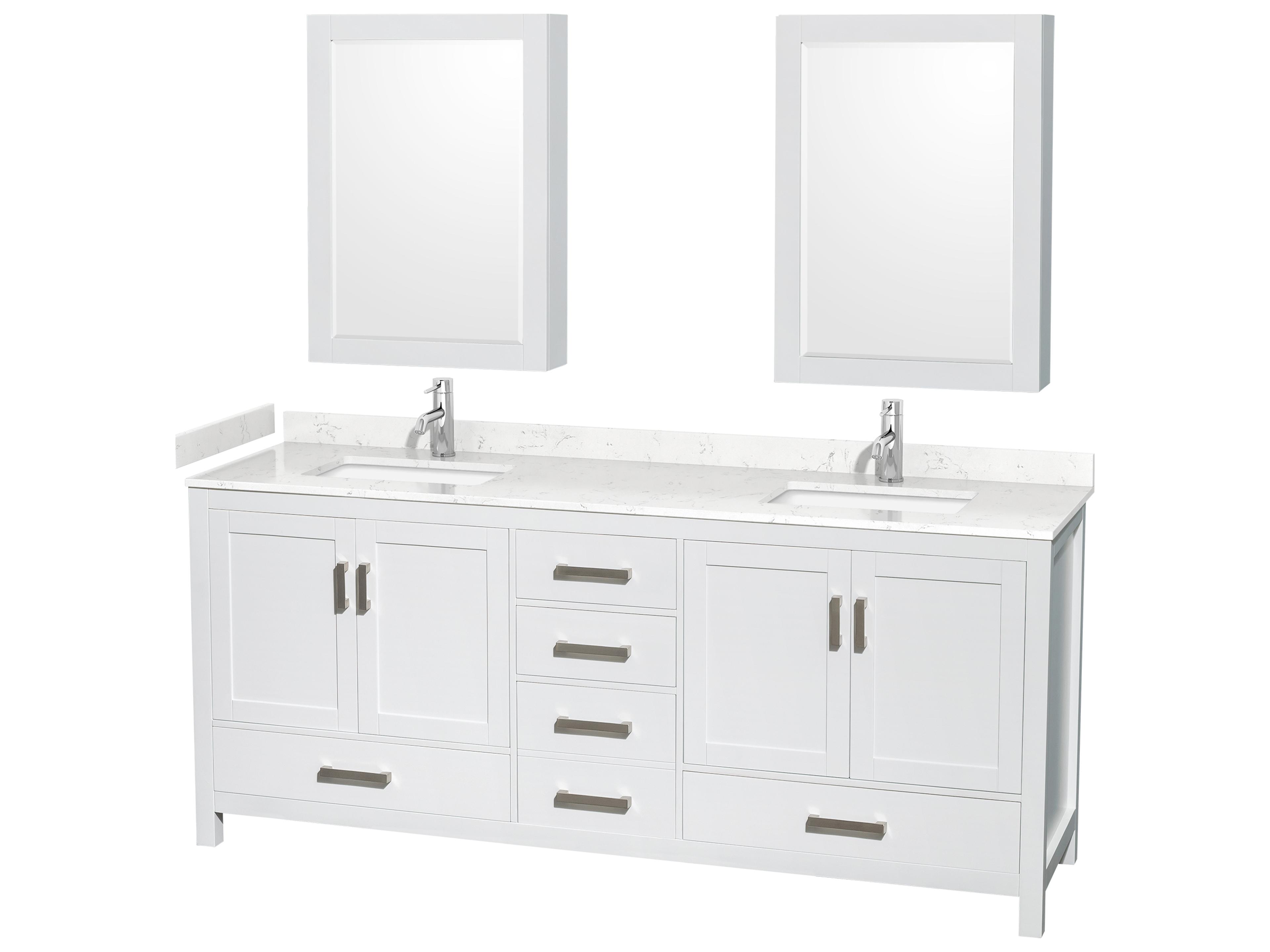 Wyndham Collection Sheffield 80" White Vanity with Medicine Cabinet