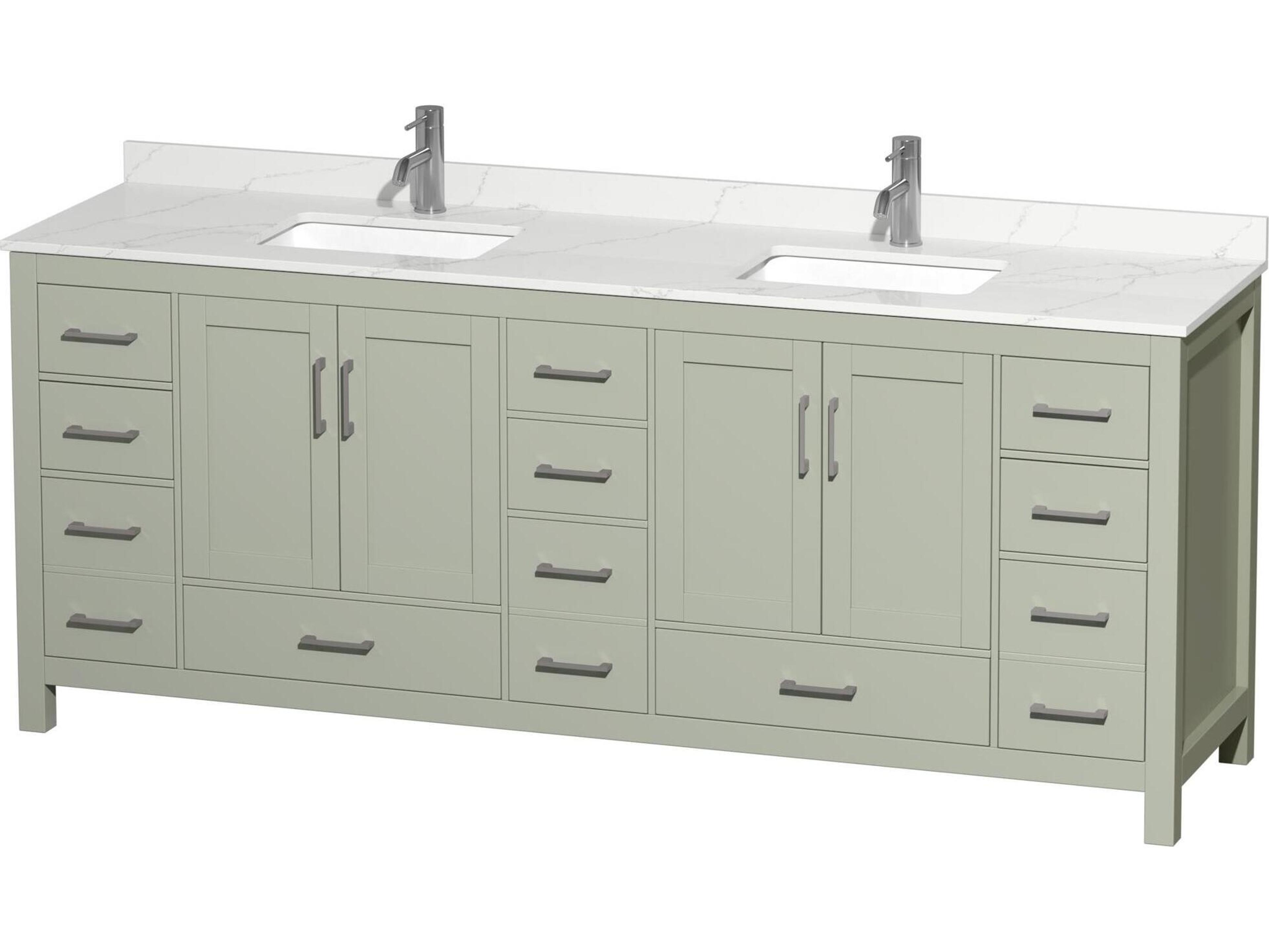 Wyndham Collection Sheffield 84" Light Green Vanity