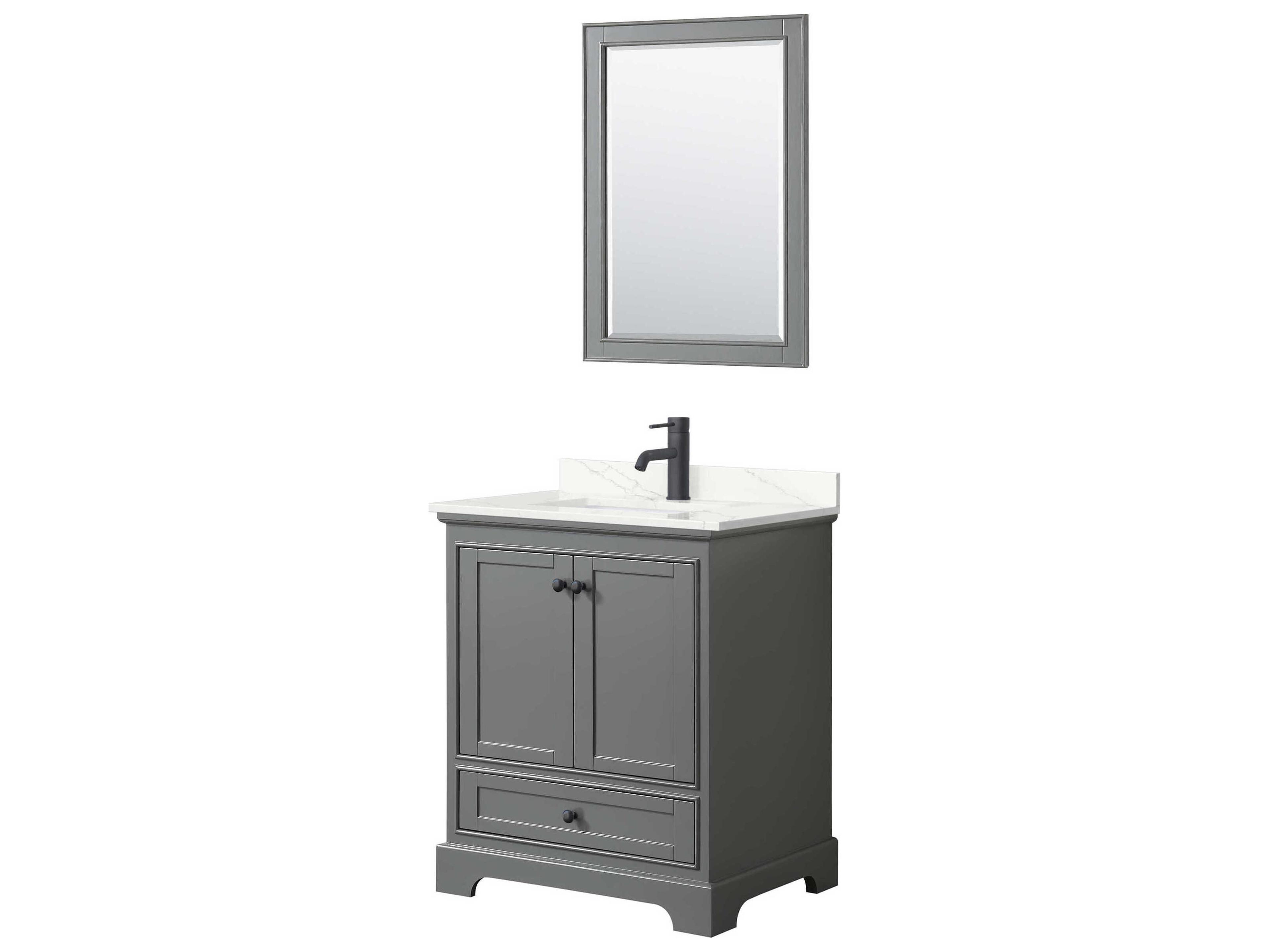 Wyndham Collection Deborah 30" Dark Gray Vanity with 24" Mirror