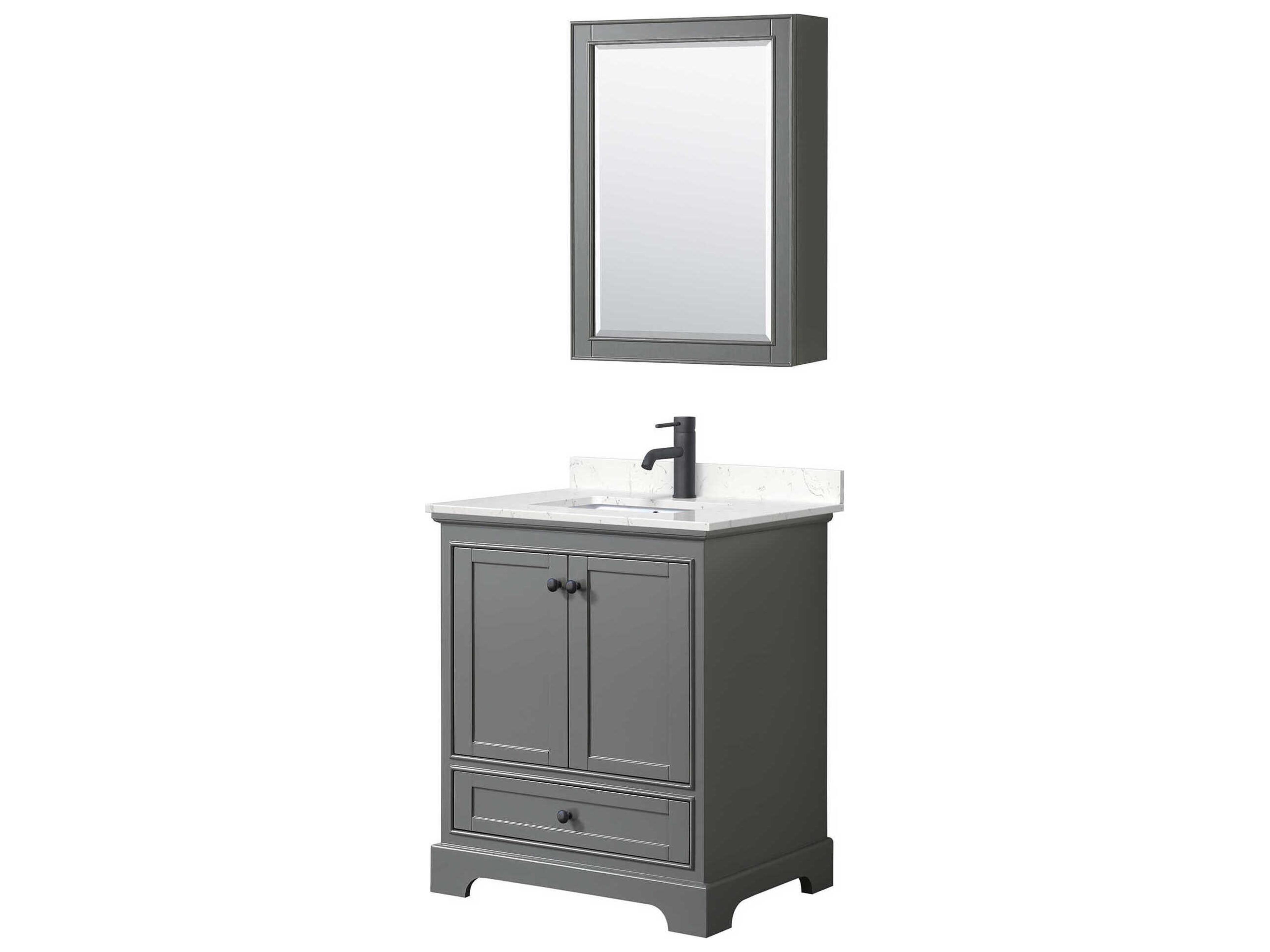 Wyndham Collection Deborah 30" Dark Gray Vanity with Medicine Cabinet