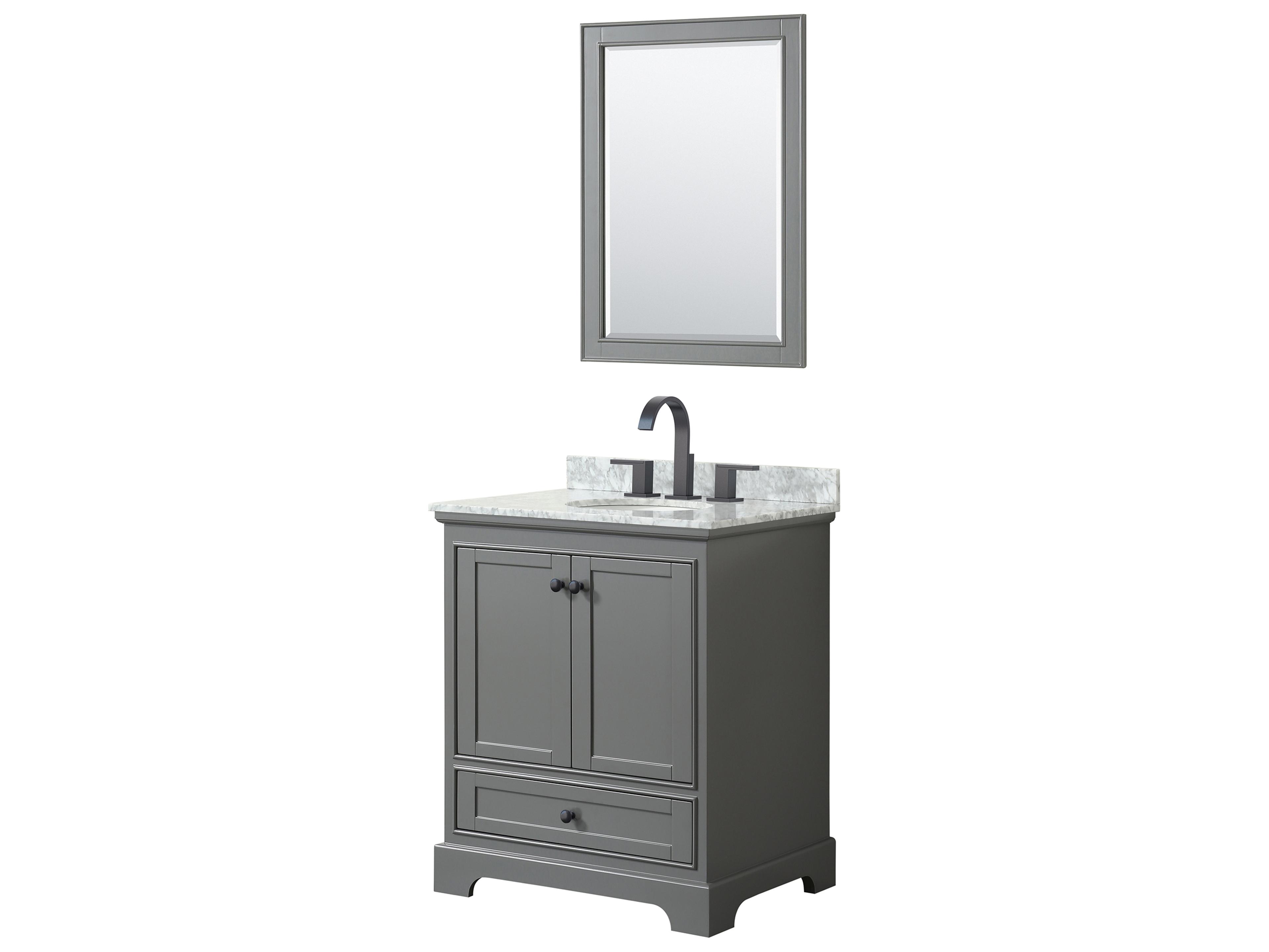 Wyndham Collection Deborah 30" Dark Gray Vanity with 24" Mirror