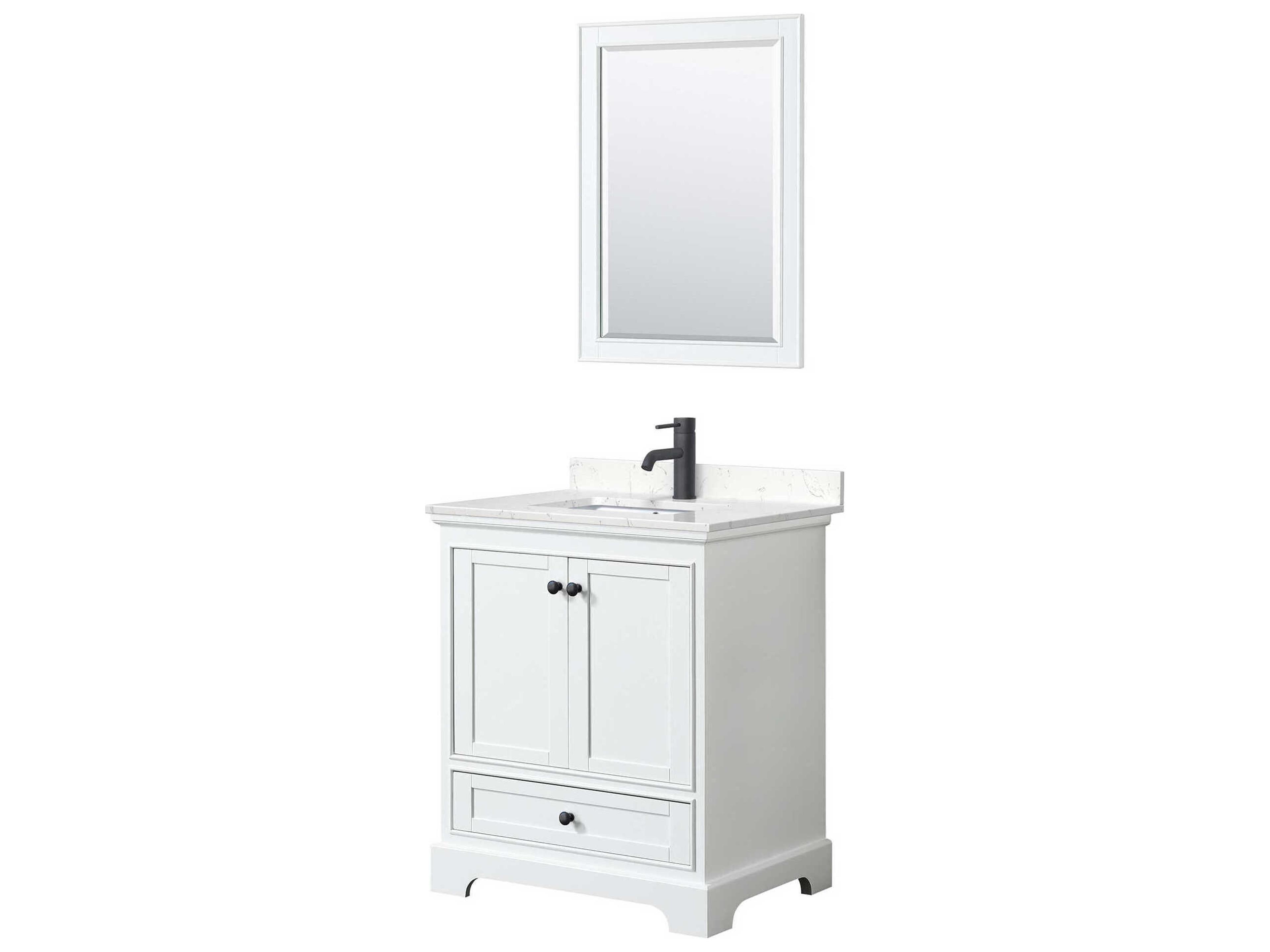 Wyndham Collection Deborah 30" White Vanity with 24" Mirror