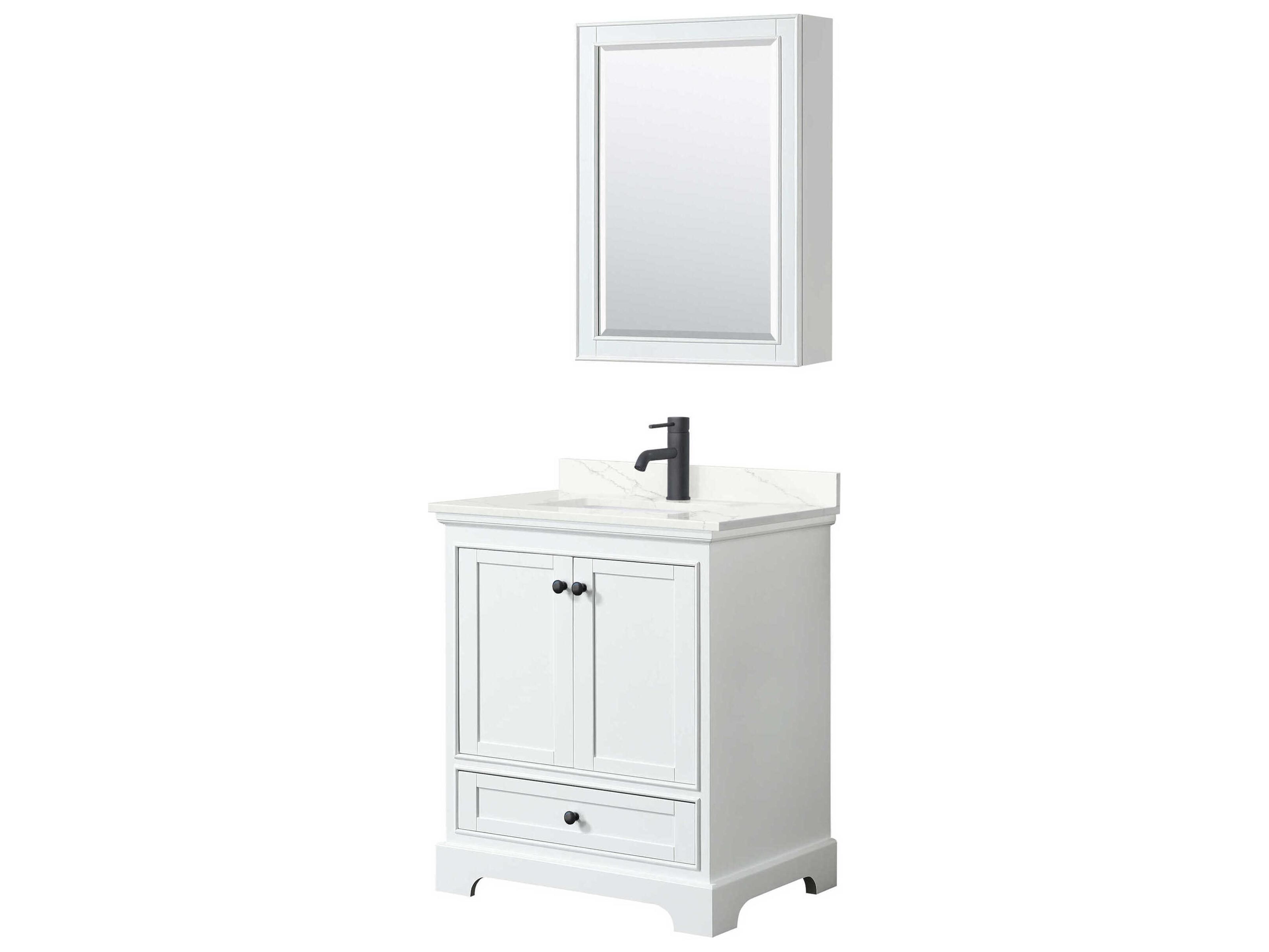 Wyndham Collection Deborah 30" White Vanity with Medicine Cabinet