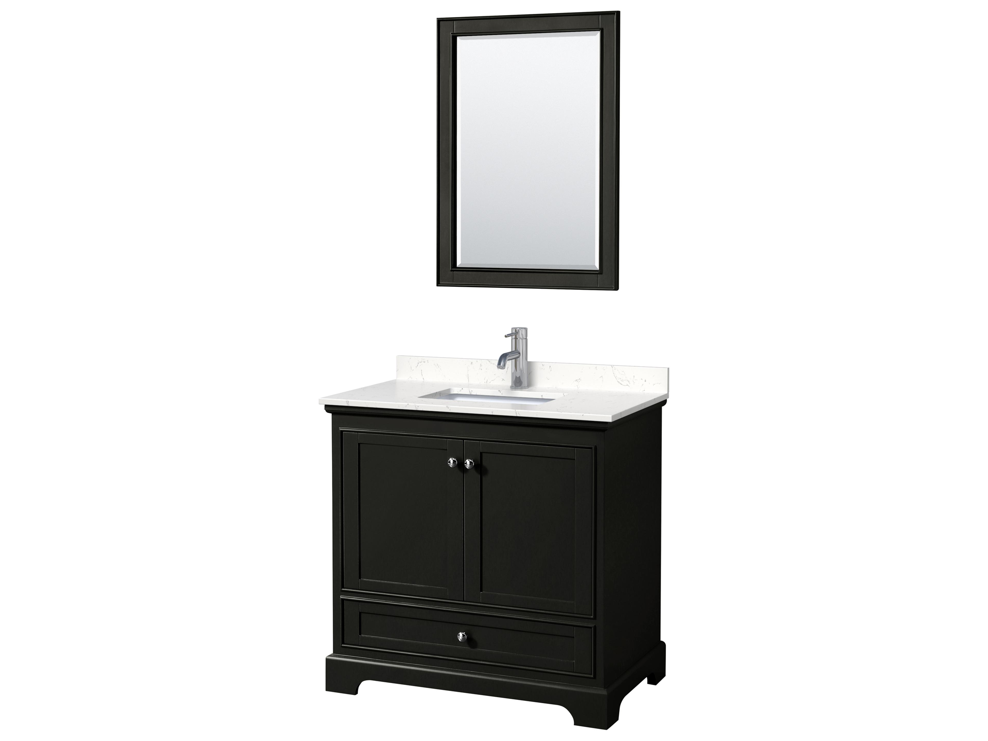 Wyndham Collection Deborah 36" Dark Espresso Vanity with 24" Mirror