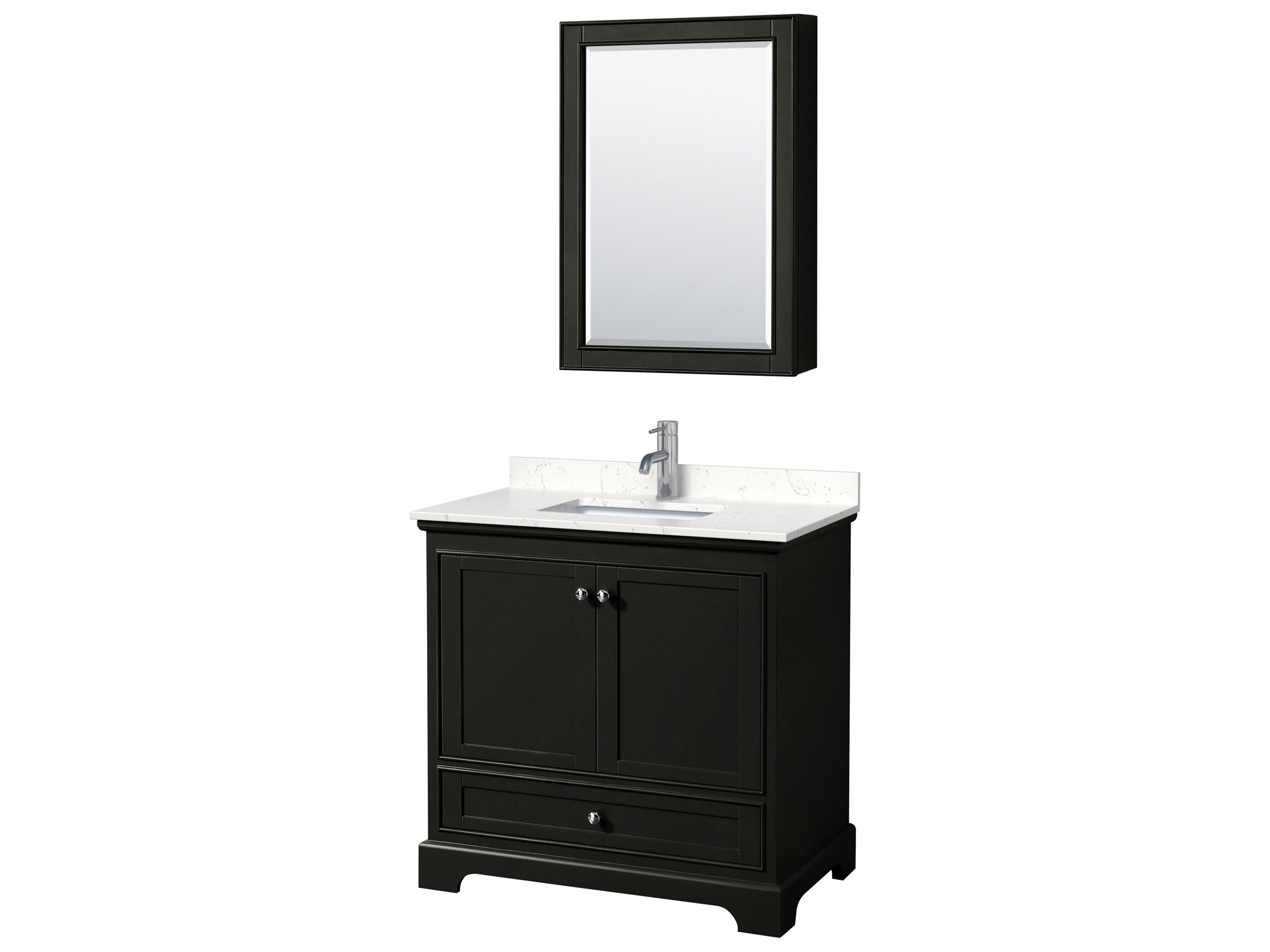 Wyndham Collection Deborah 36" Dark Espresso Vanity with Medicine Cabinet