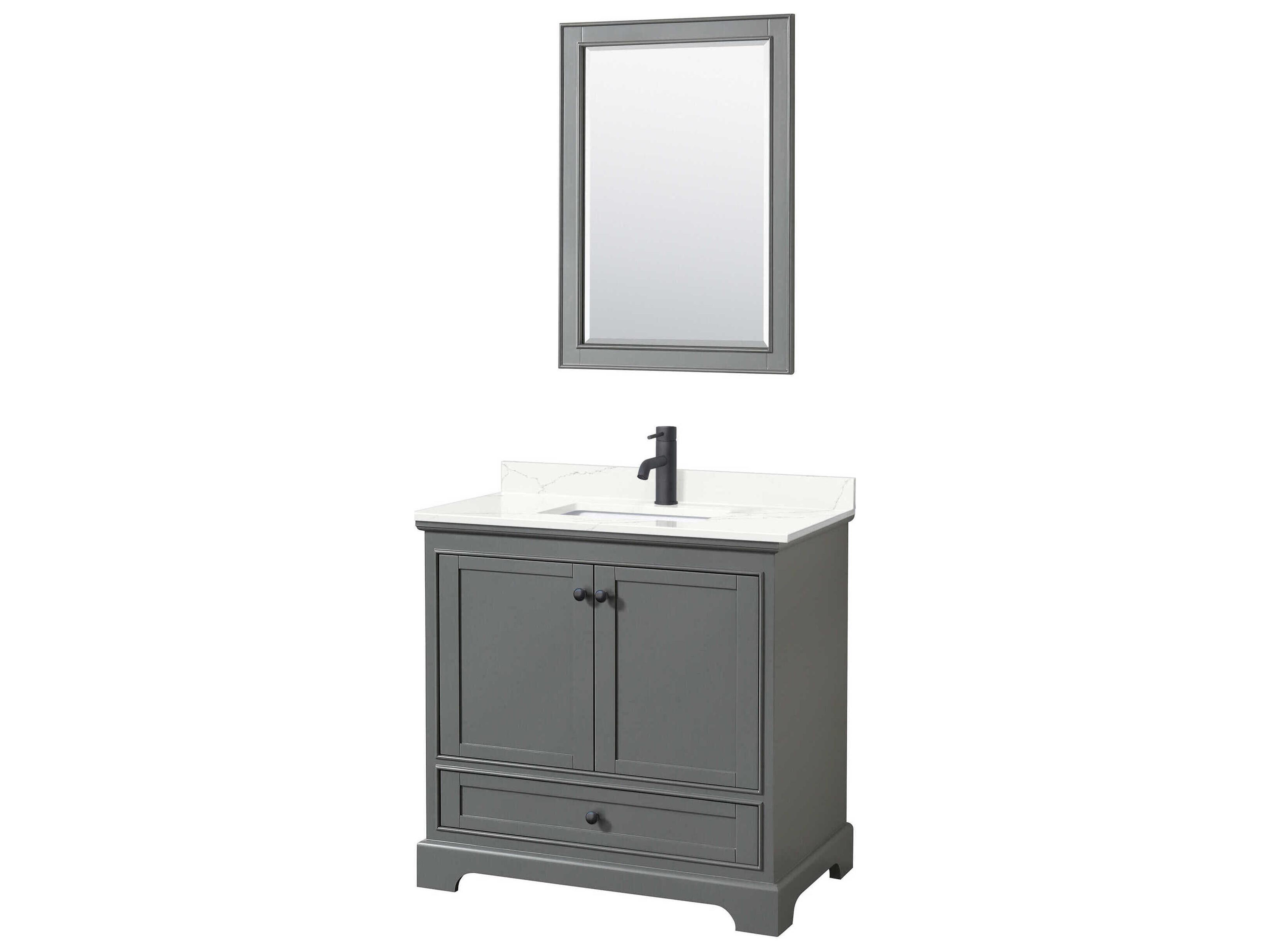 Wyndham Collection Deborah 36" Dark Gray Vanity with 24" Mirror