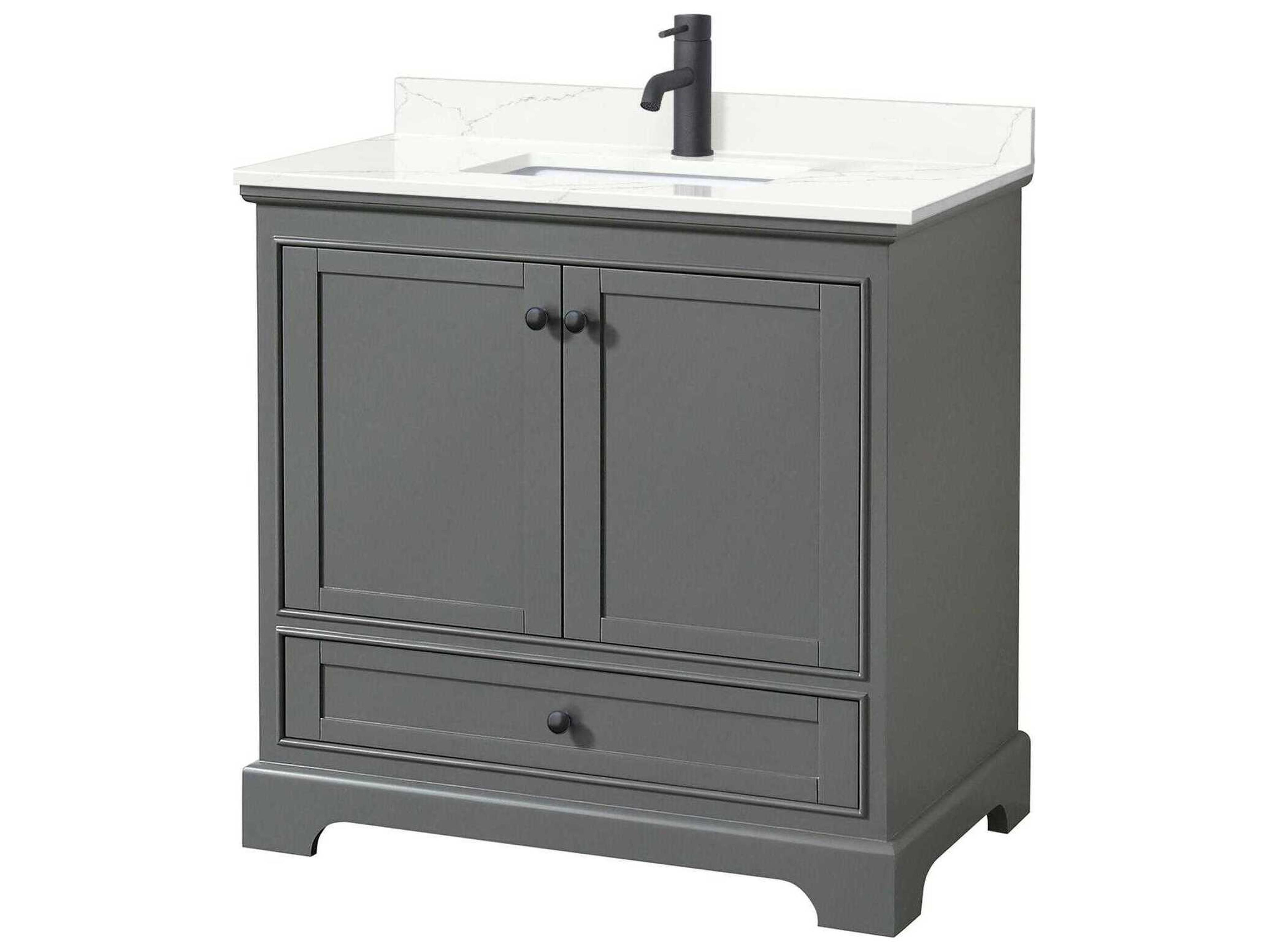 Wyndham Collection Deborah 36" Dark Gray Vanity