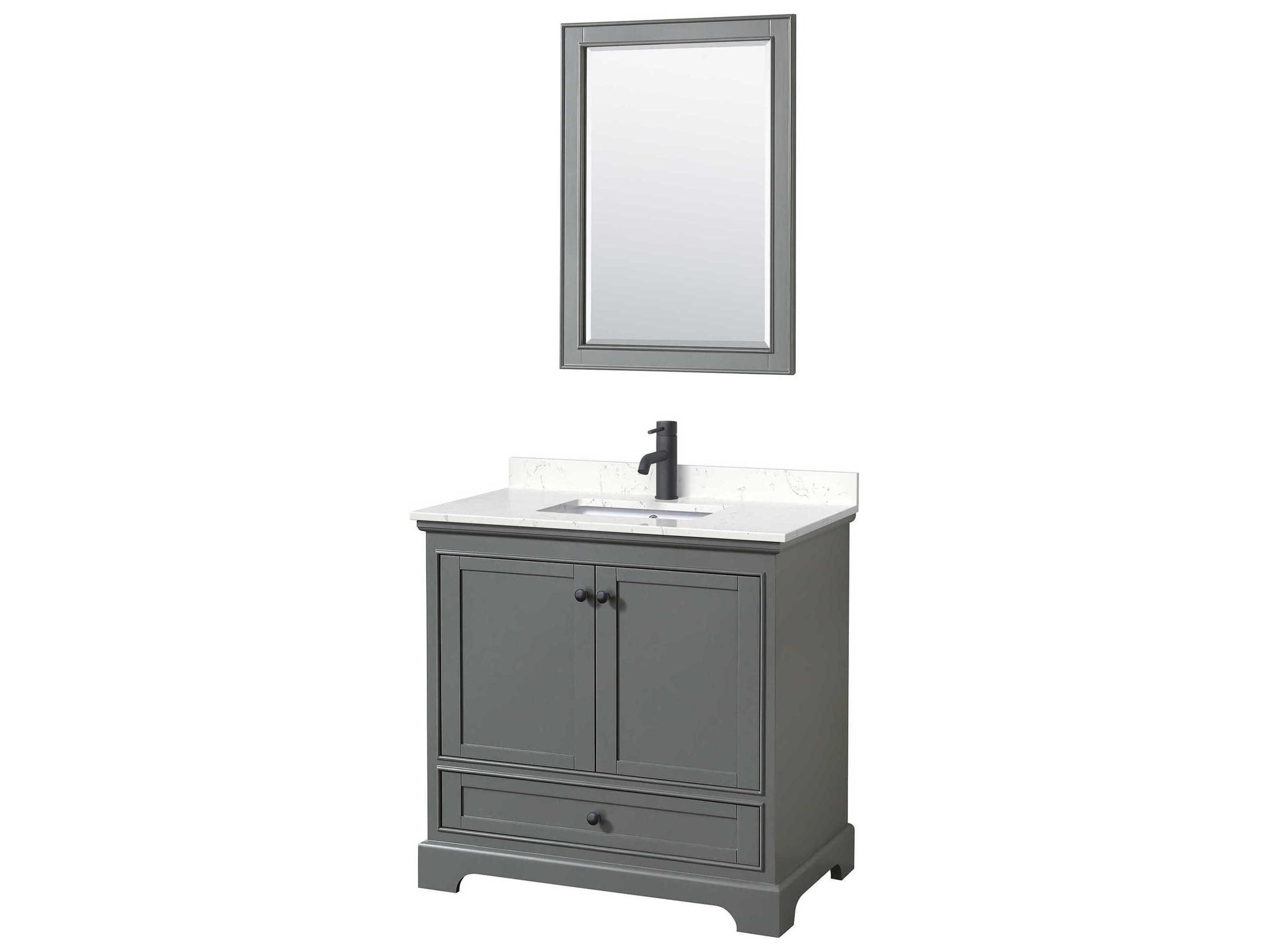 Wyndham Collection Deborah 36" Dark Gray Vanity with 24" Mirror