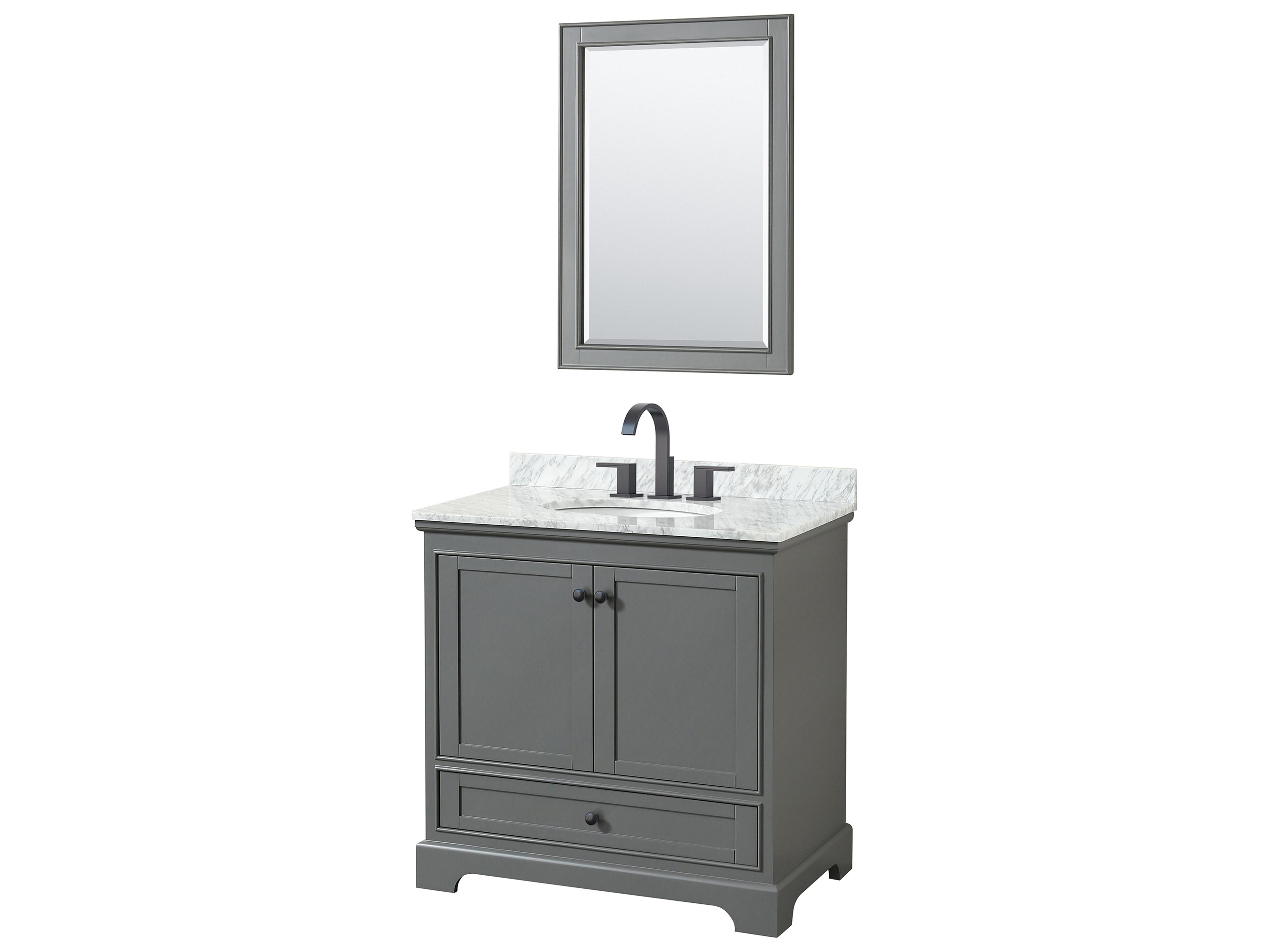 Wyndham Collection Deborah 36" Dark Gray Vanity with 24" Mirror