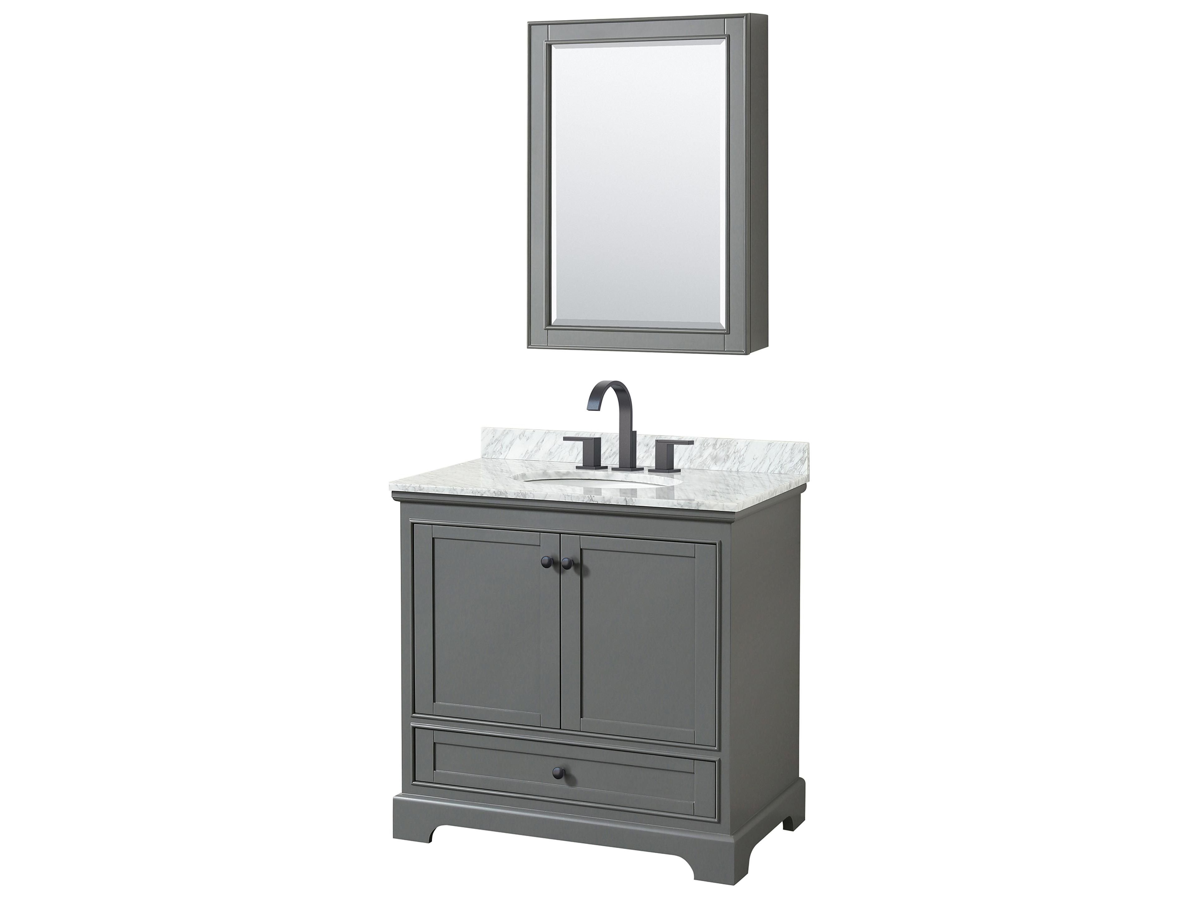 Wyndham Collection Deborah 36" Dark Gray Vanity with Medicine Cabinet
