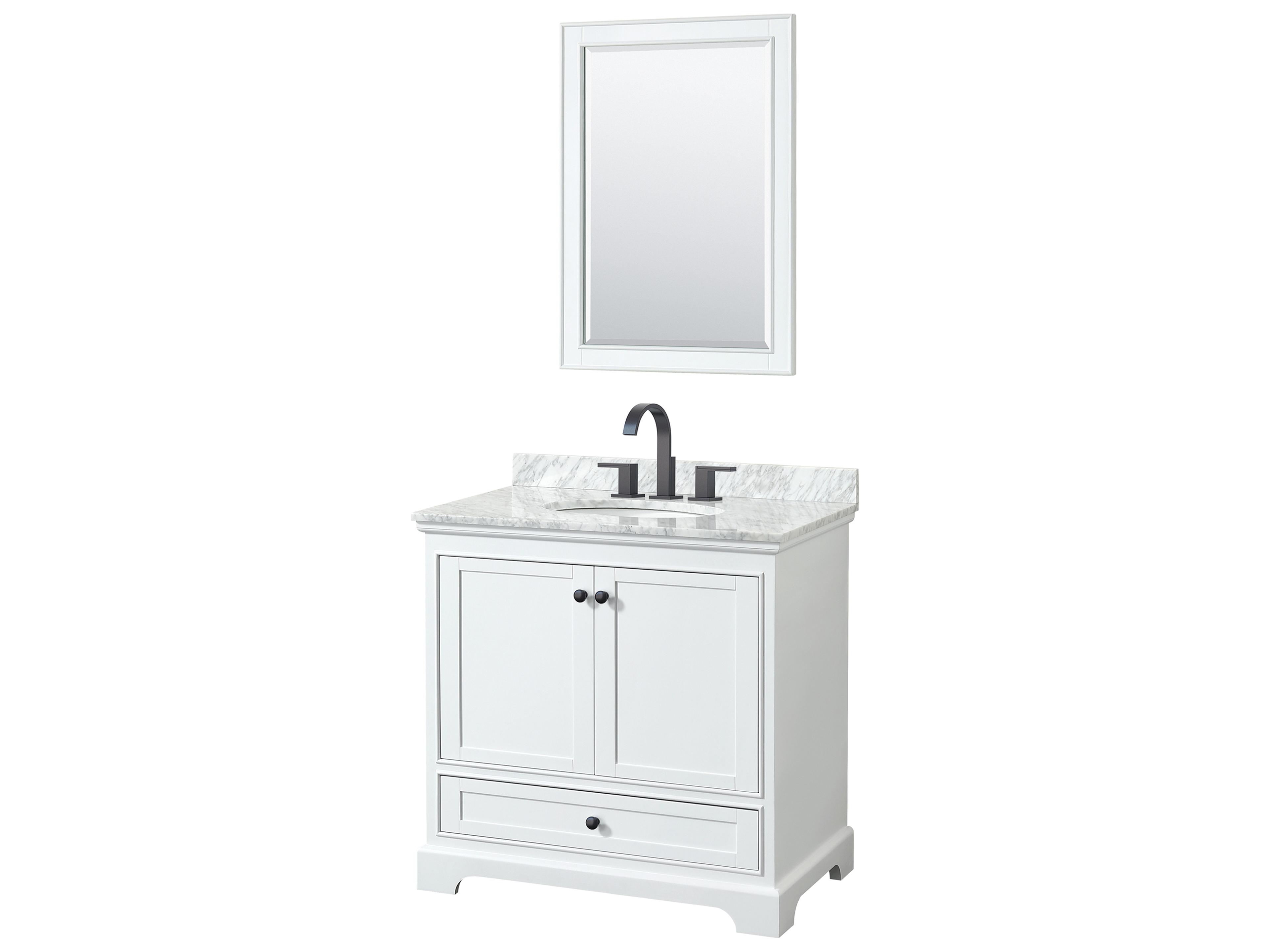 Wyndham Collection Deborah 36" White Vanity with 24" Mirror