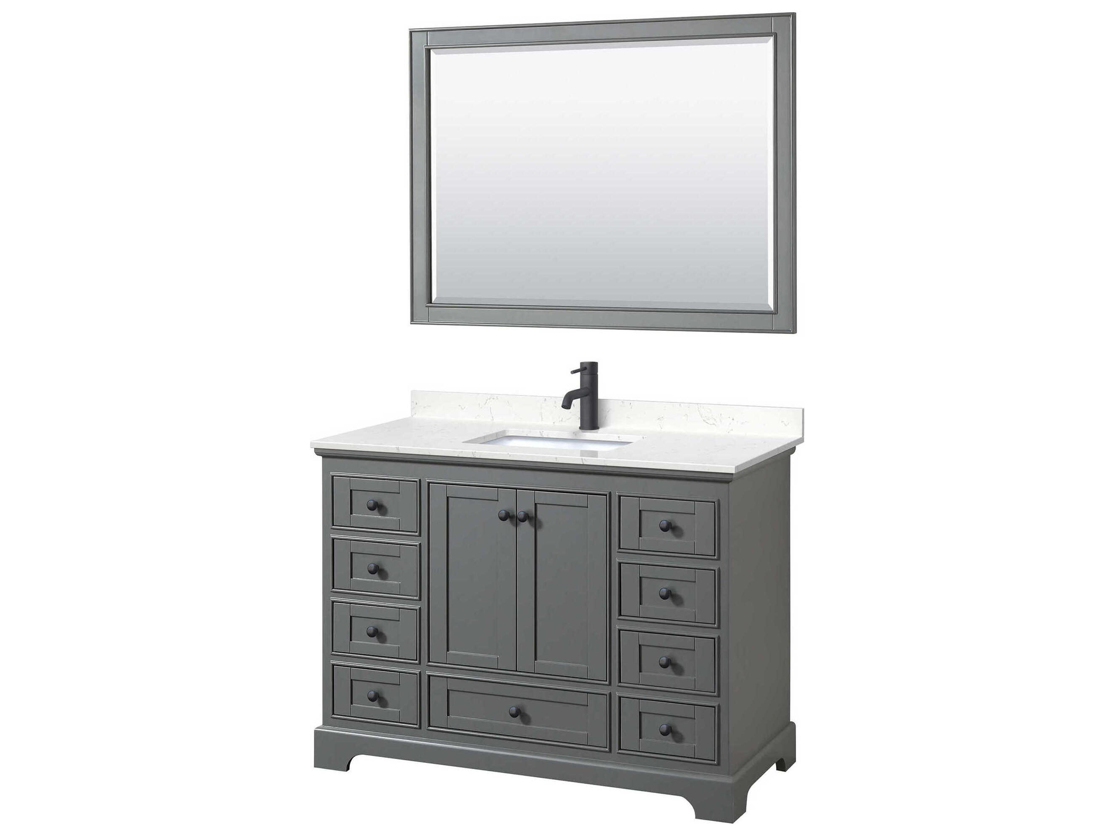 Wyndham Collection Deborah 48" Dark Gray Vanity with 46" Mirror