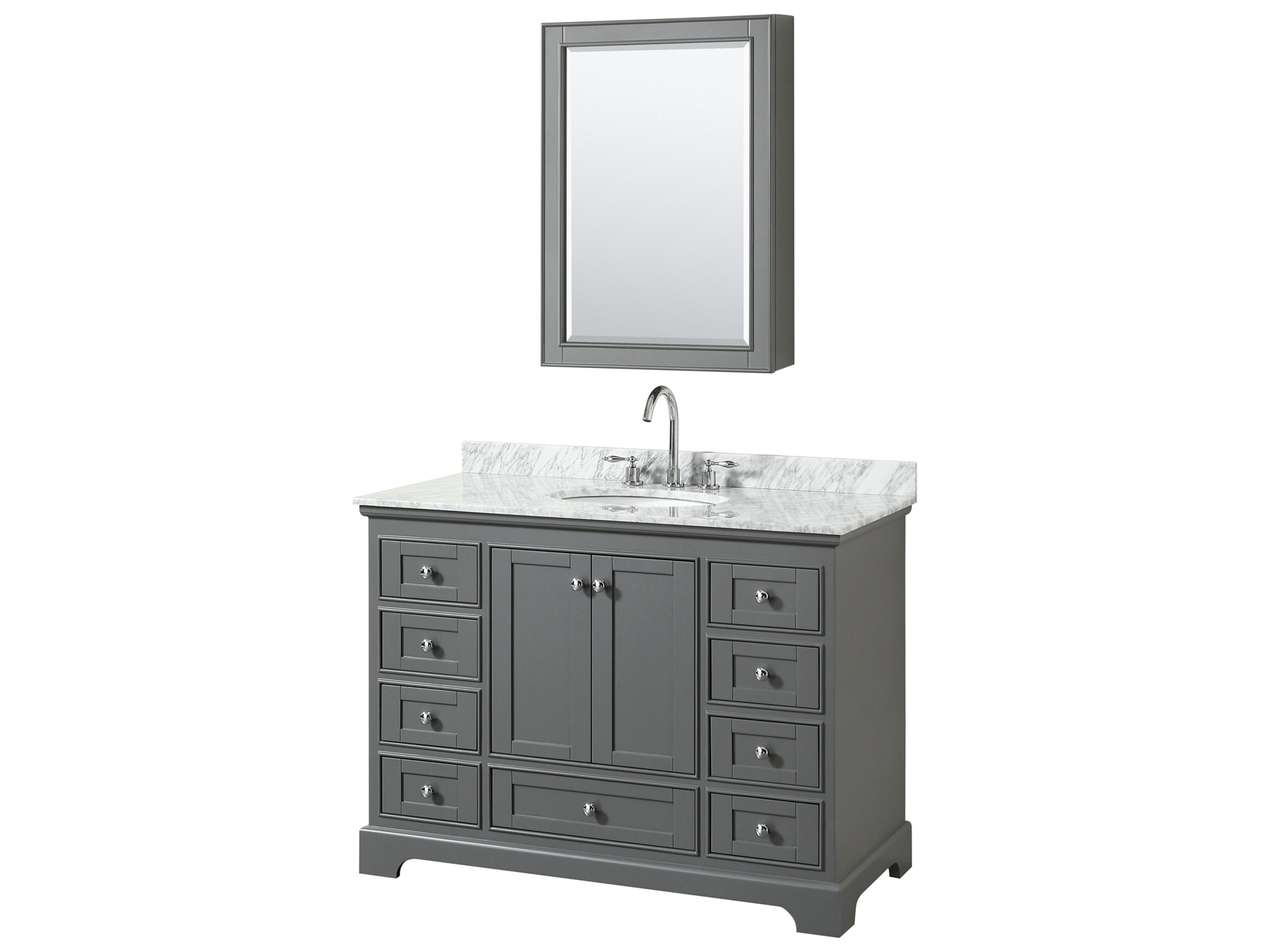 Wyndham Collection Deborah 48" Dark Gray Vanity with Medicine Cabinet