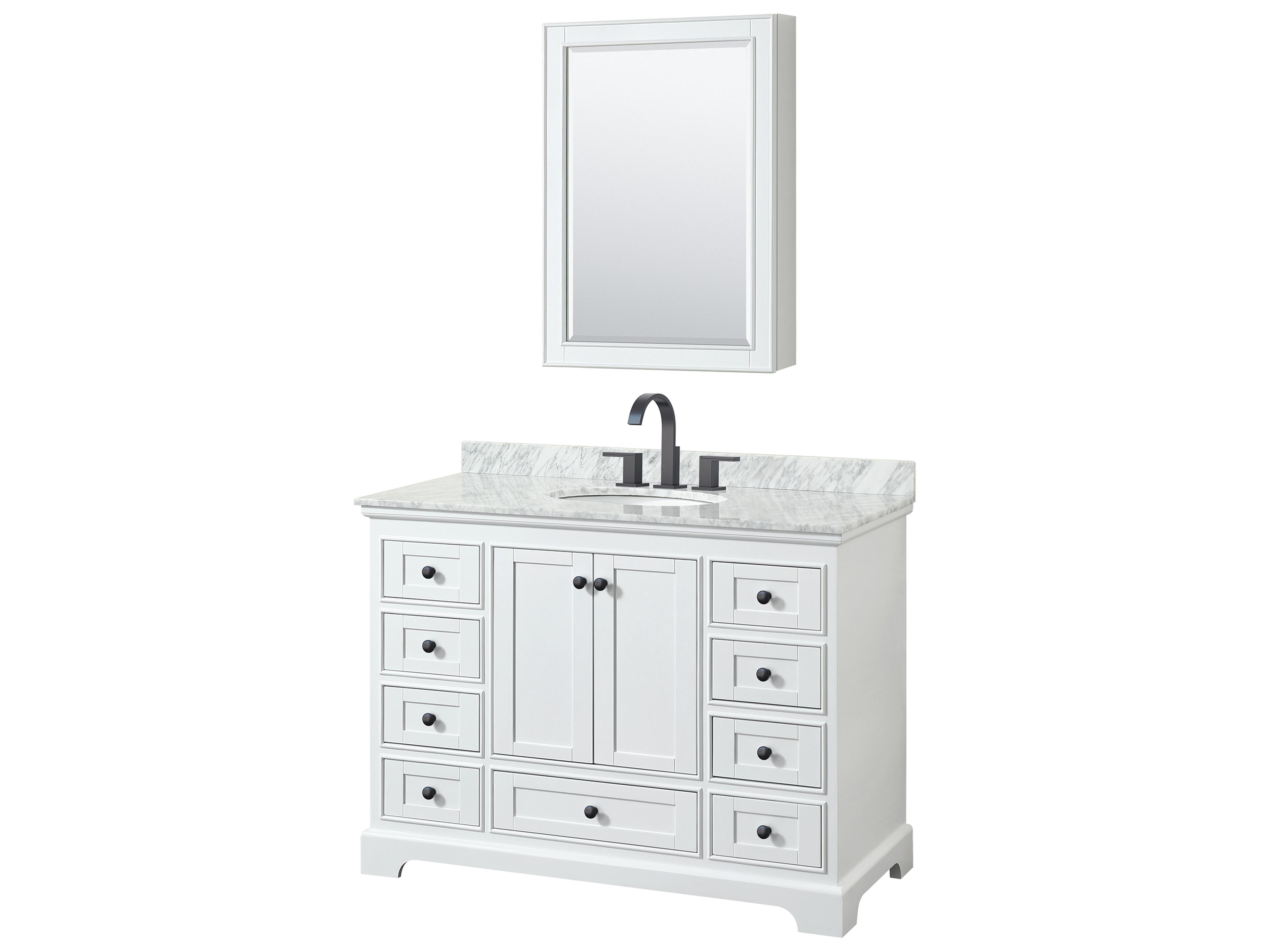 Wyndham Collection Deborah 48" White Vanity with Medicine Cabinet
