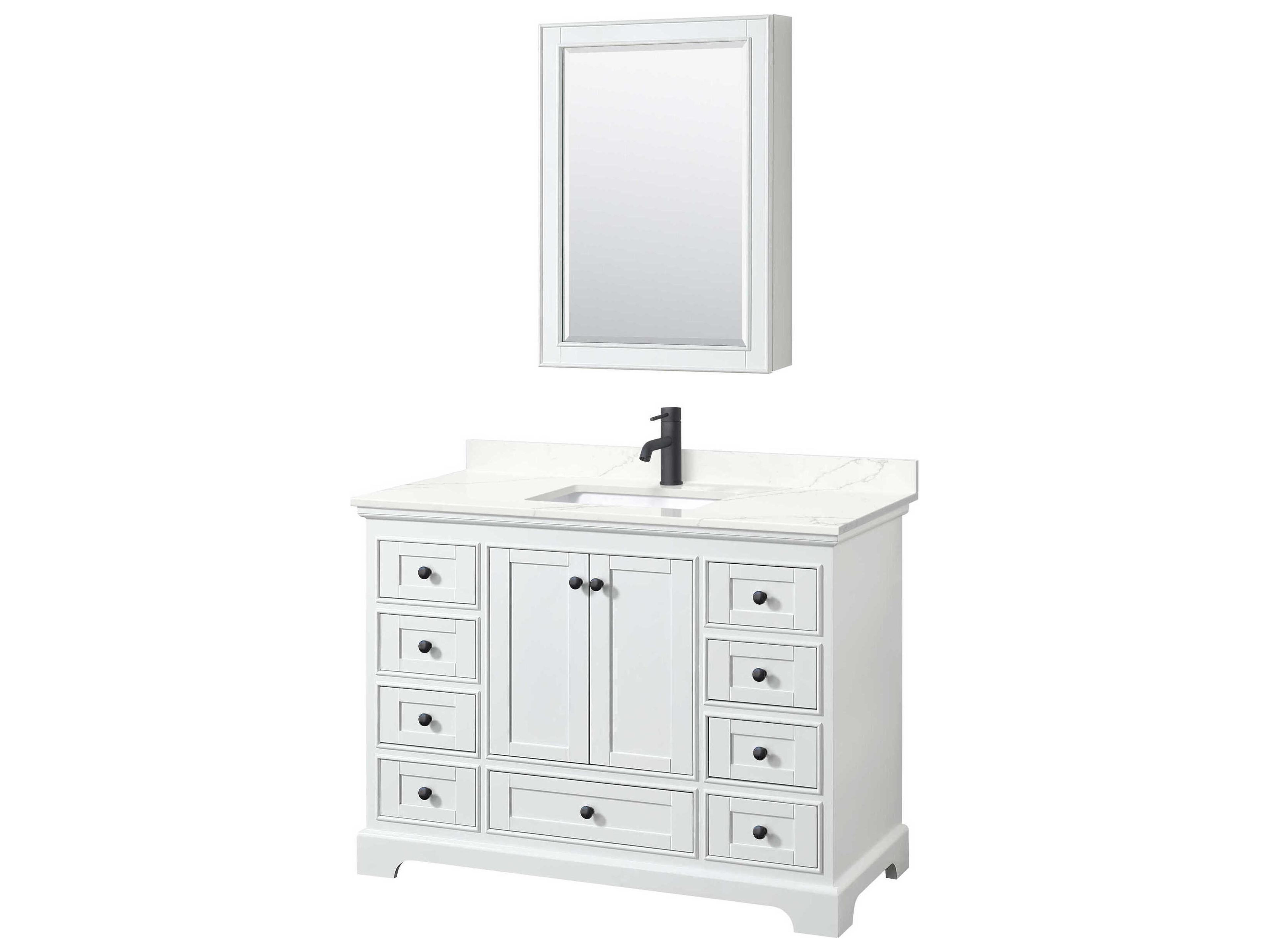 Wyndham Collection Deborah 48" White Vanity with Medicine Cabinet