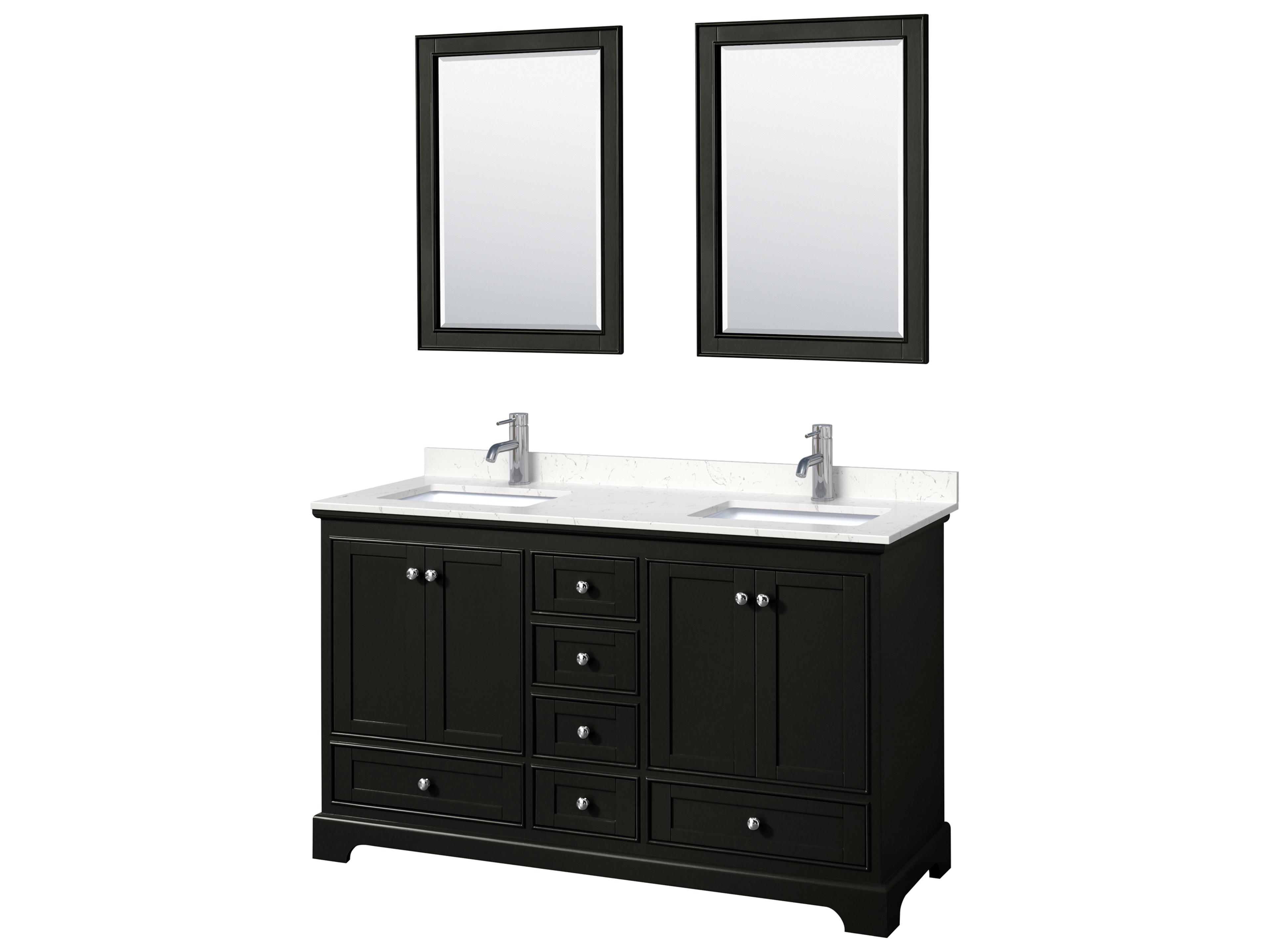 Wyndham Collection Deborah 60" Dark Espresso Vanity with 24" Mirror