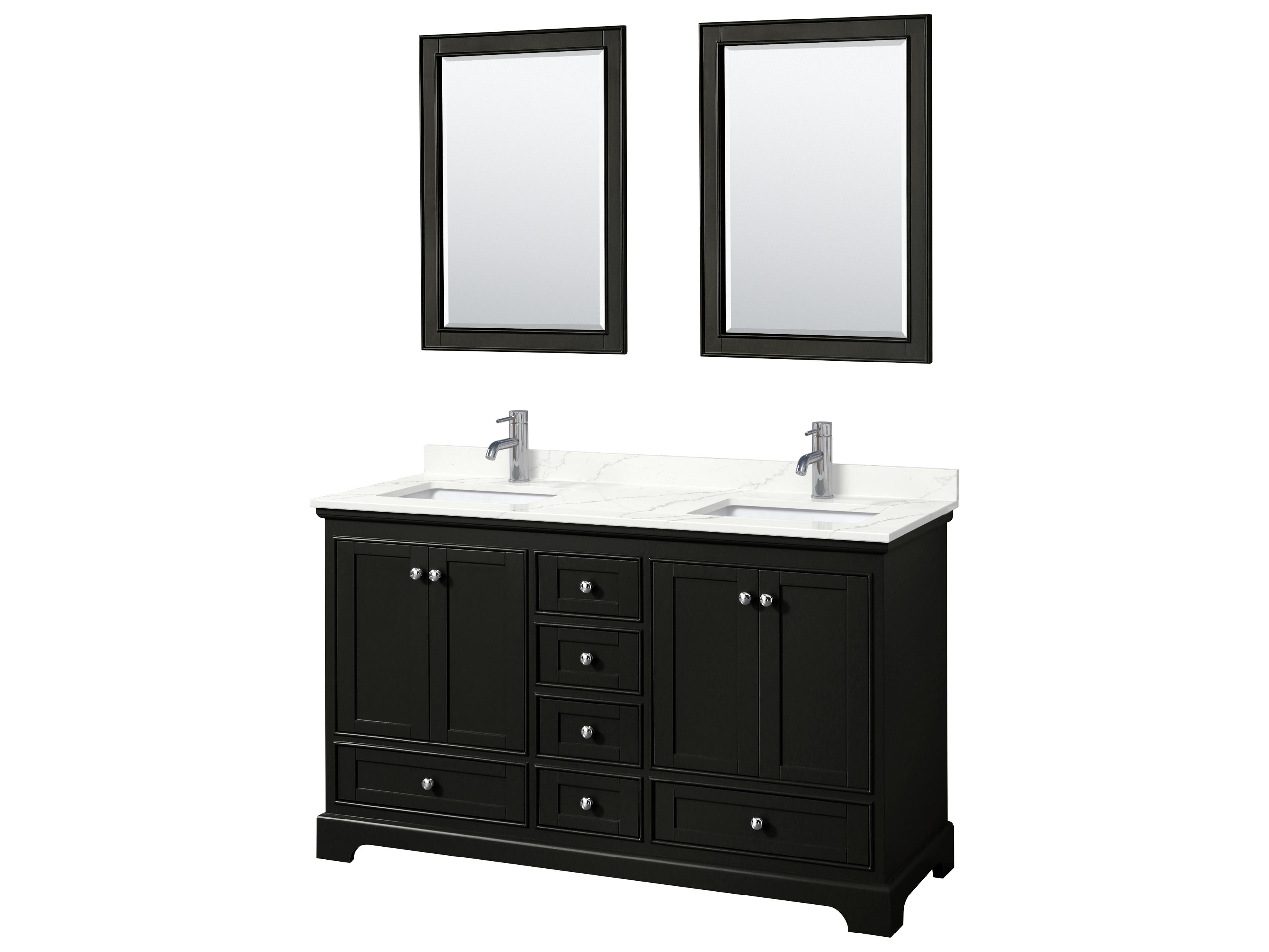 Wyndham Collection Deborah 60" Dark Espresso Vanity with 24" Mirror