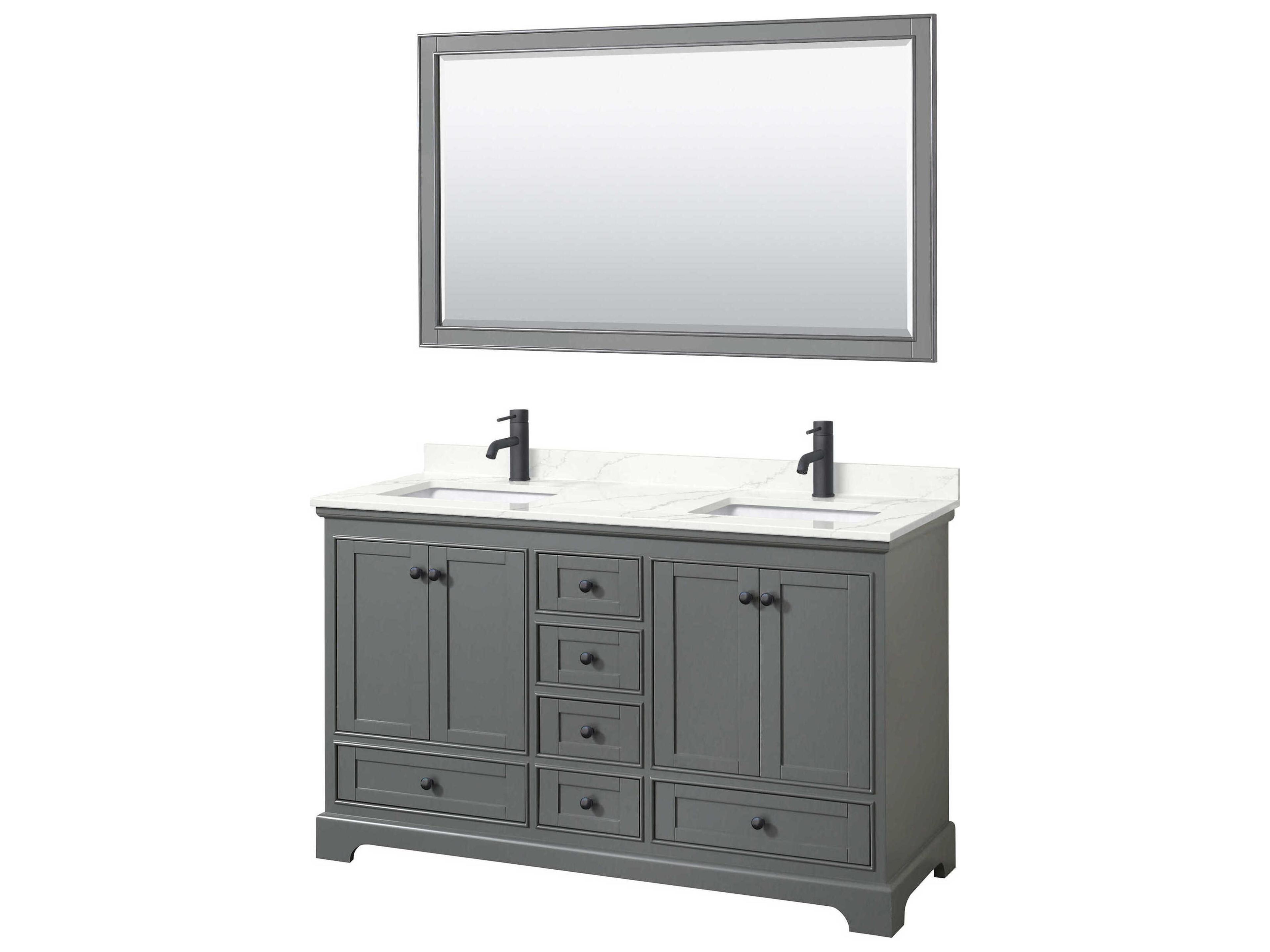 Wyndham Collection Deborah 60" Dark Gray Vanity with 58" Mirror