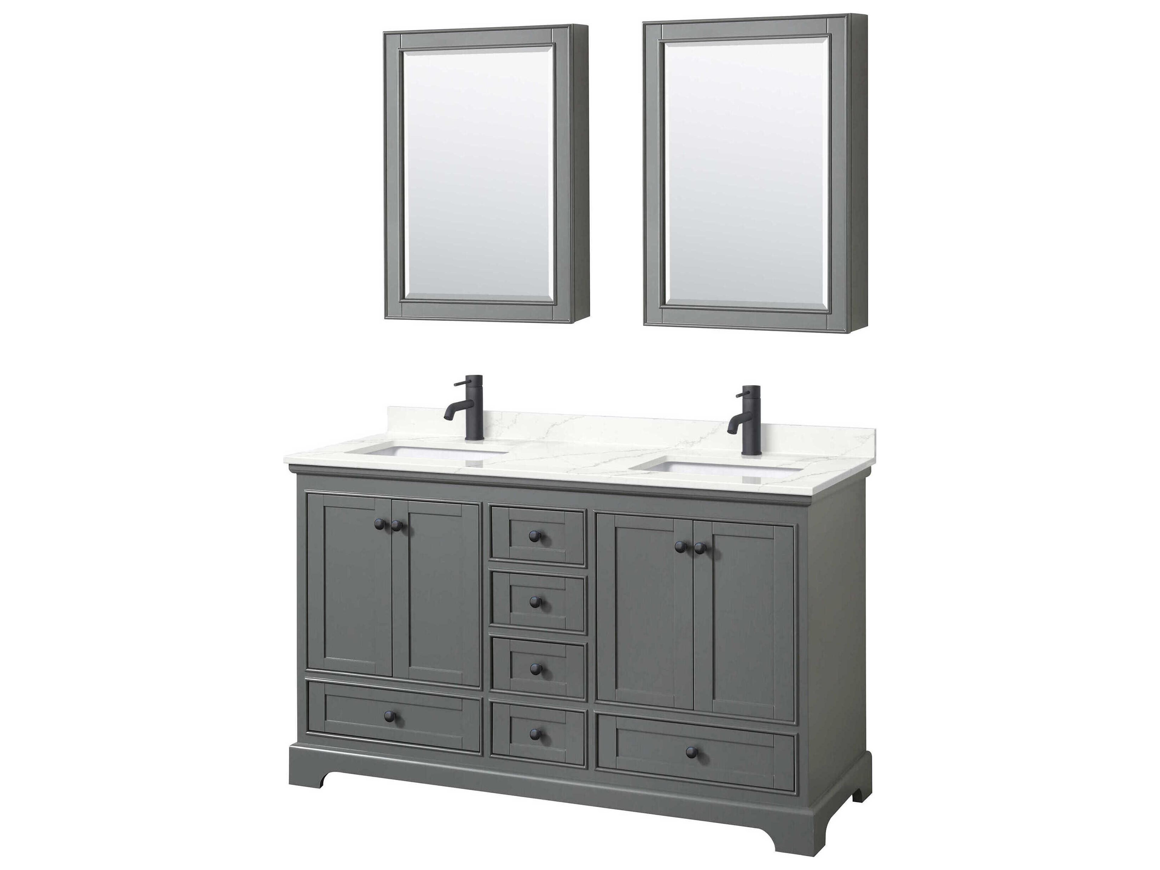 Wyndham Collection Deborah 60" Dark Gray Vanity with Medicine Cabinet