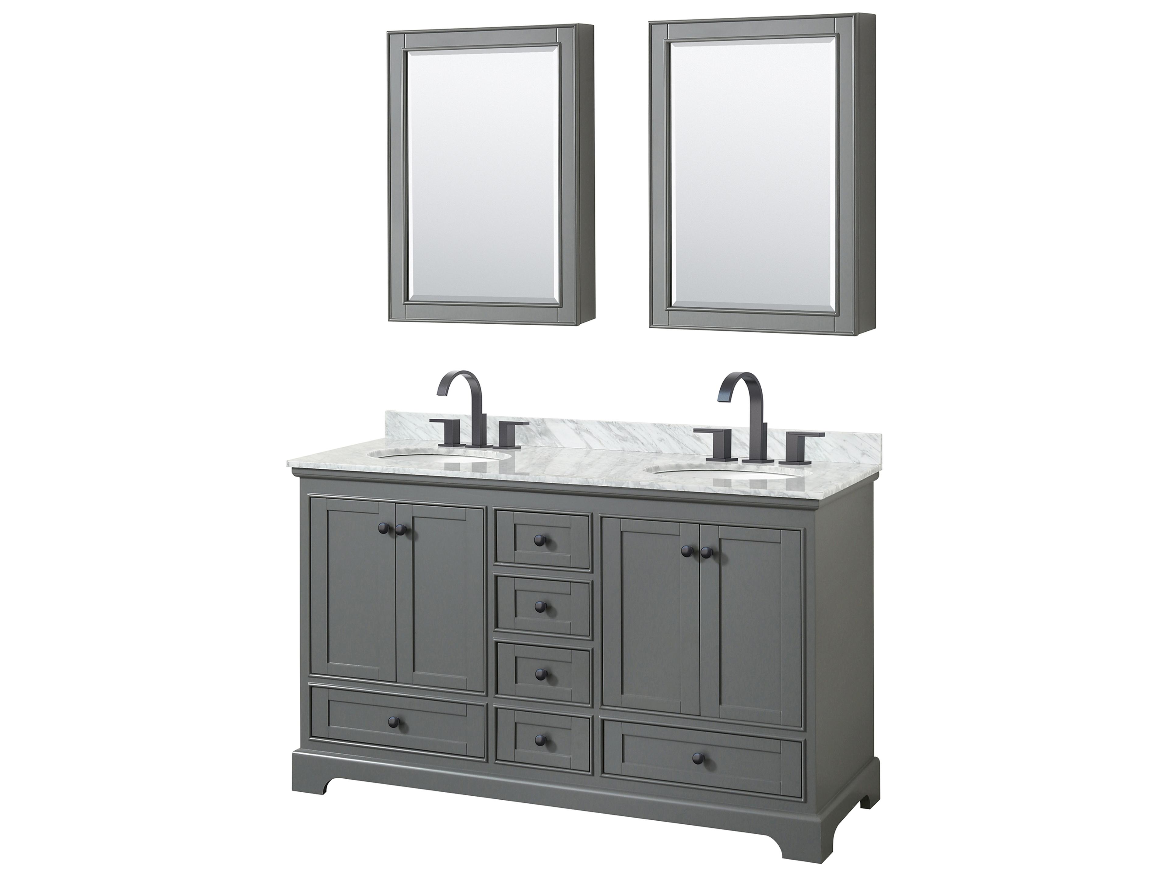 Wyndham Collection Deborah 60" Dark Gray Vanity with Medicine Cabinet