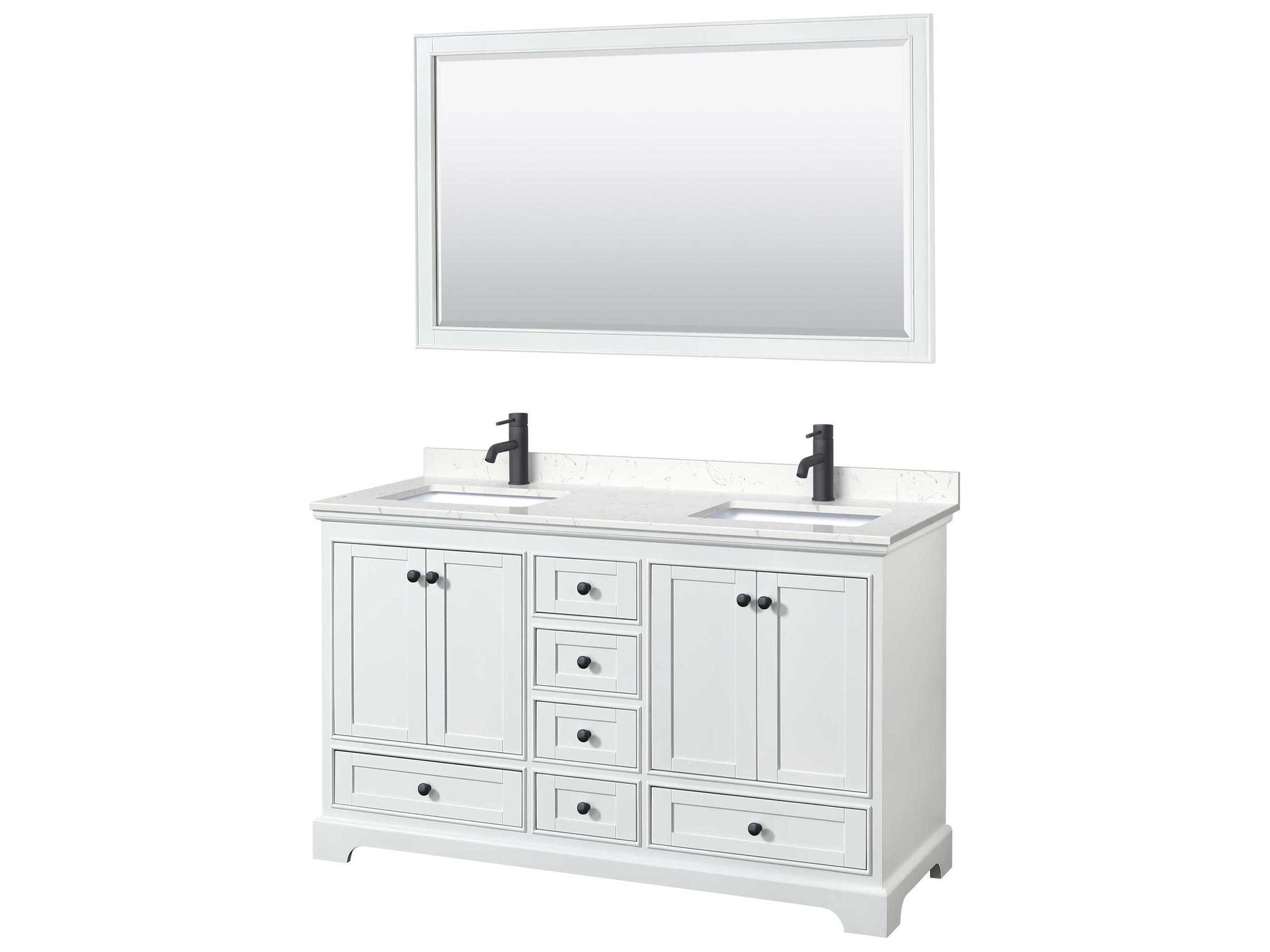Wyndham Collection Deborah 60" White Vanity with 58" Mirror