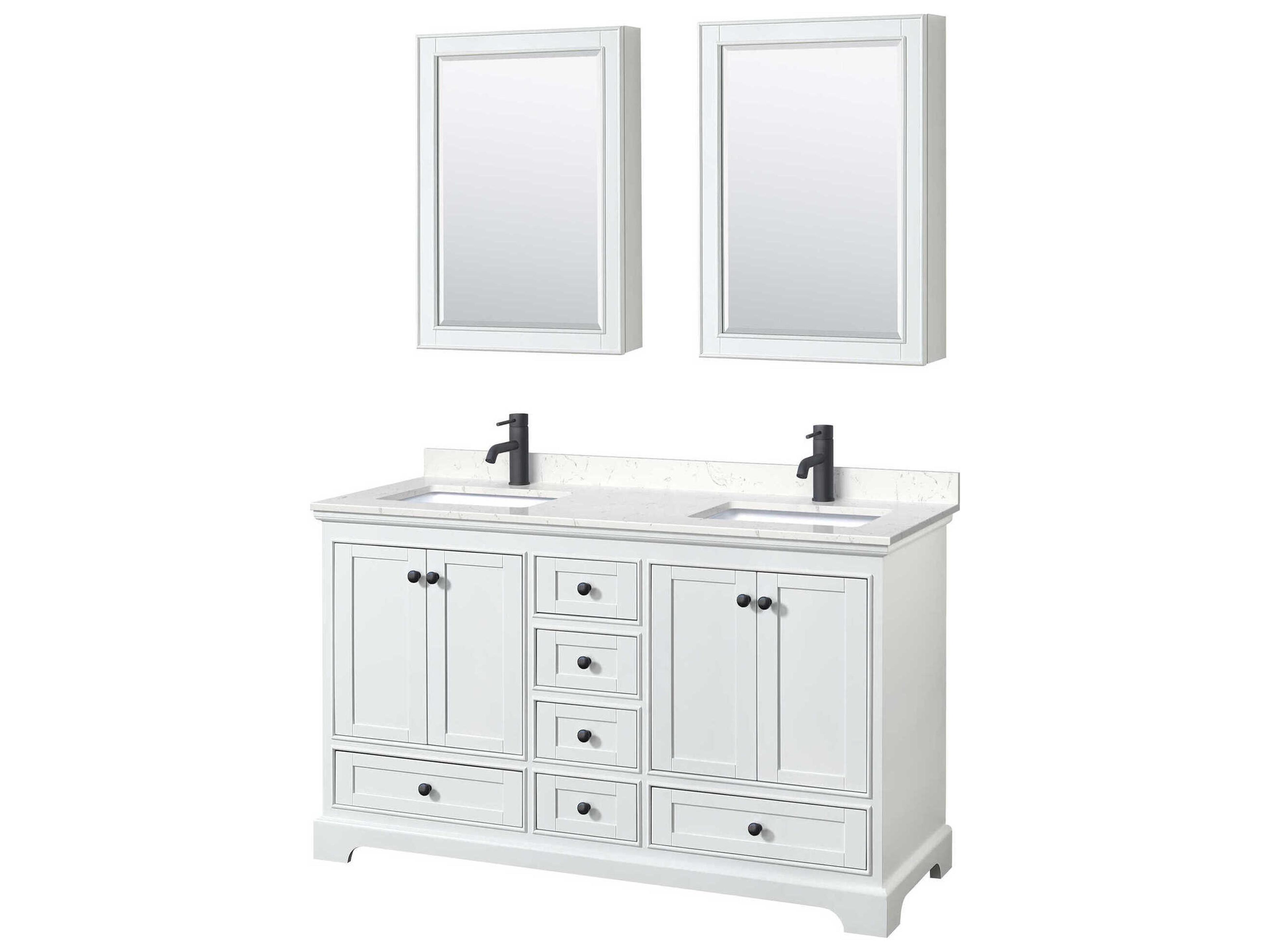 Wyndham Collection Deborah 60" White Vanity with Medicine Cabinet