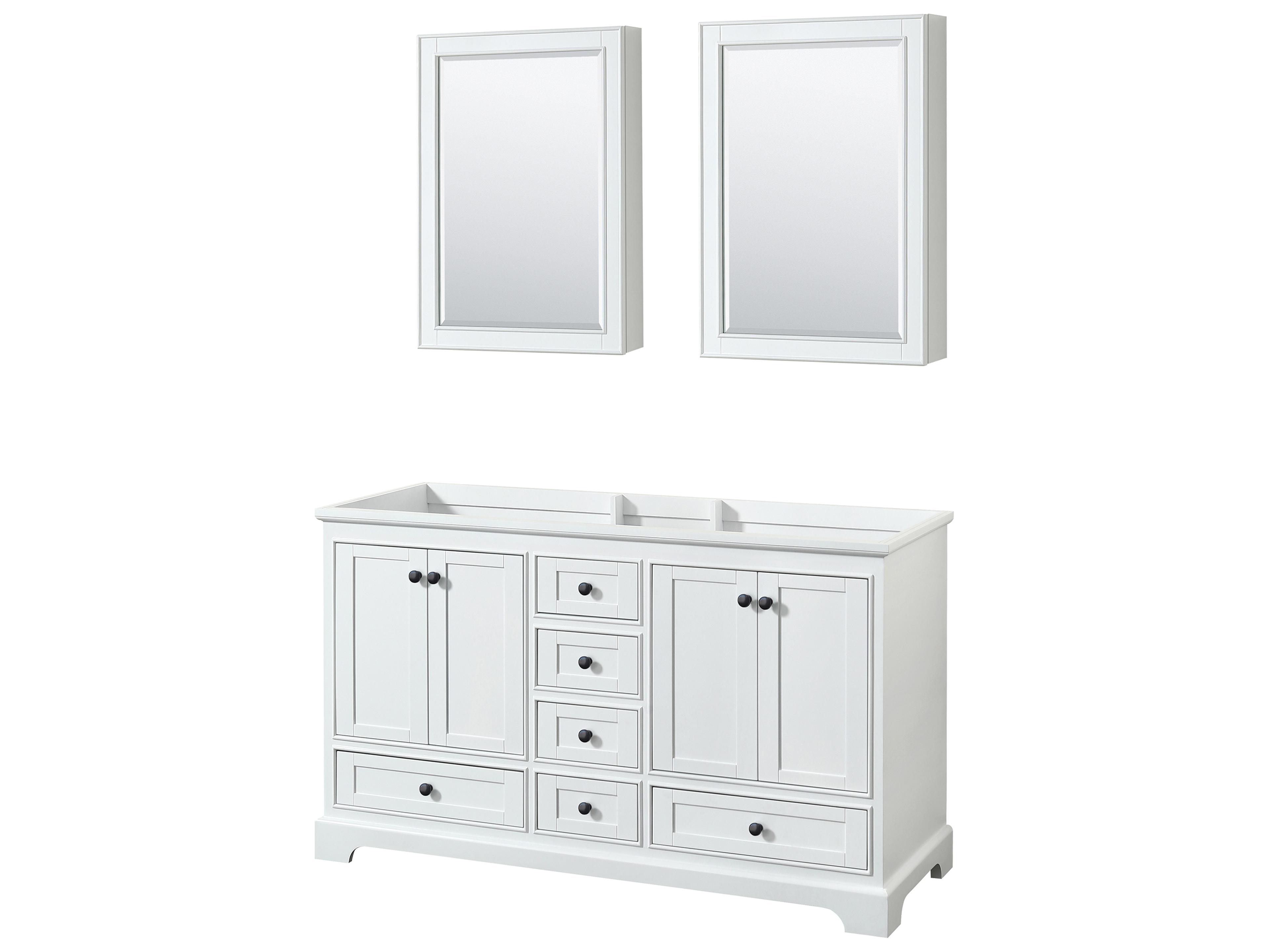 Wyndham Collection Deborah 59" White Vanity with Medicine Cabinet