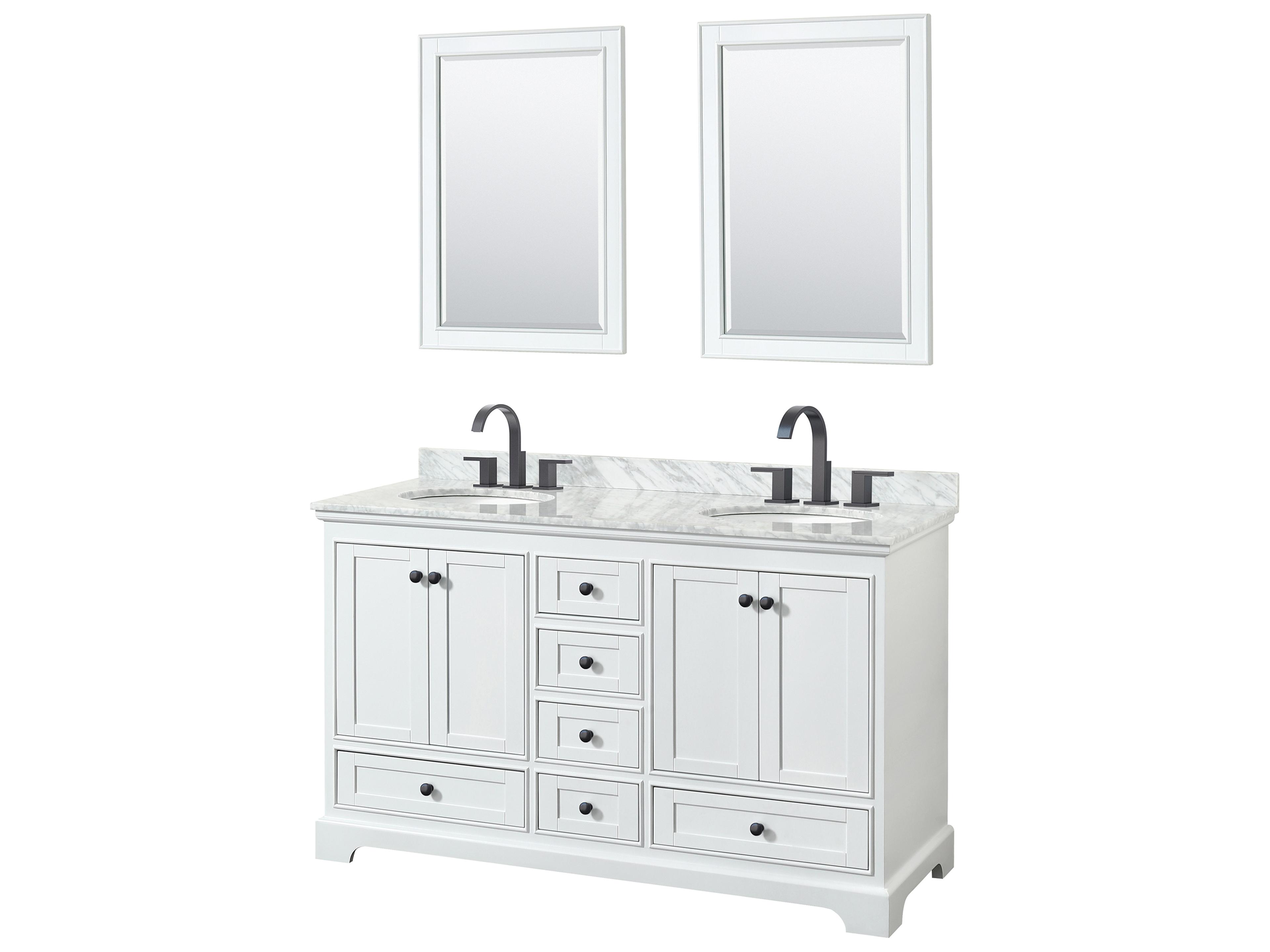 Wyndham Collection Deborah 60" White Vanity with 24" Mirror