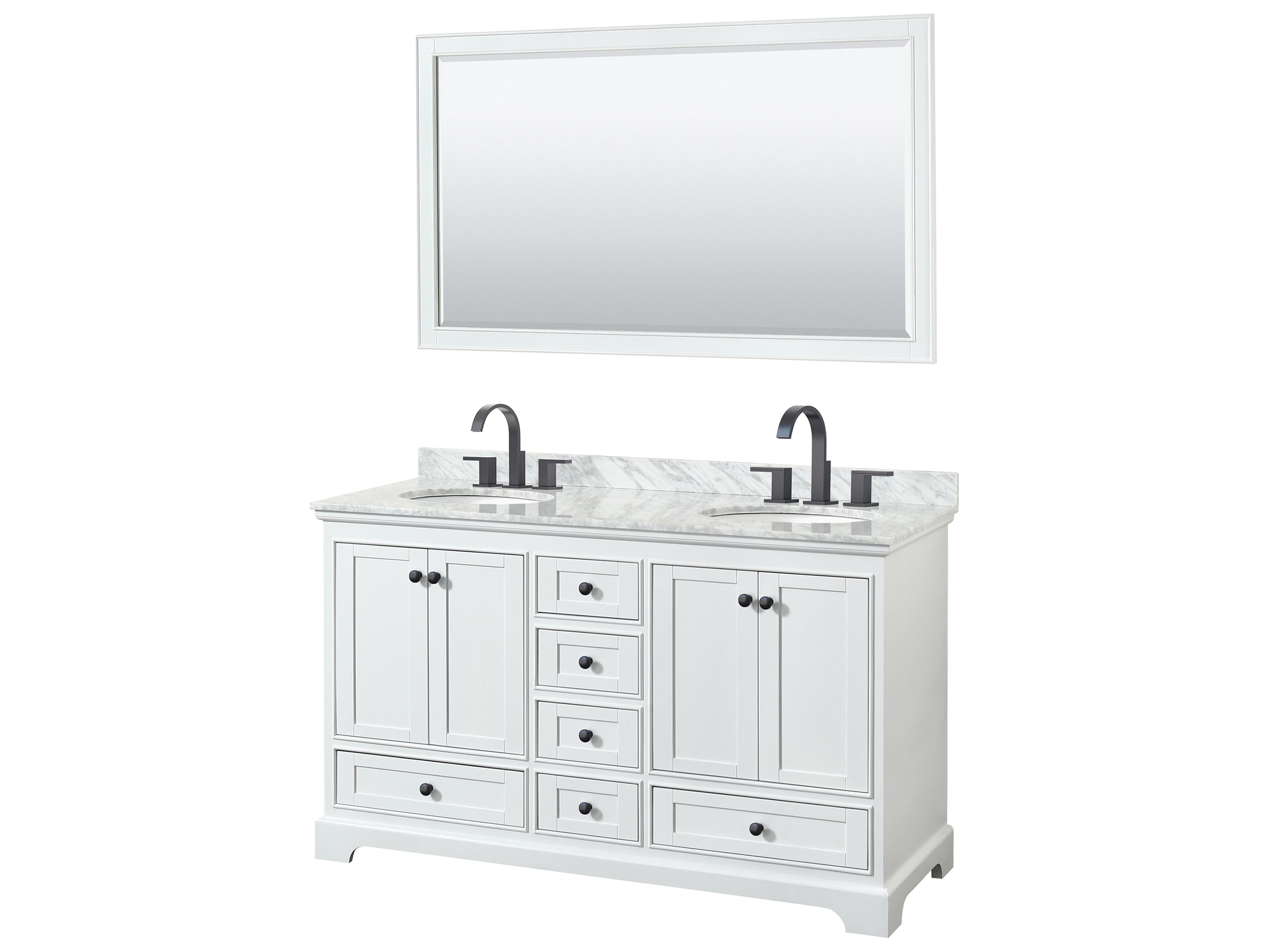 Wyndham Collection Deborah 60" White Vanity with 58" Mirror