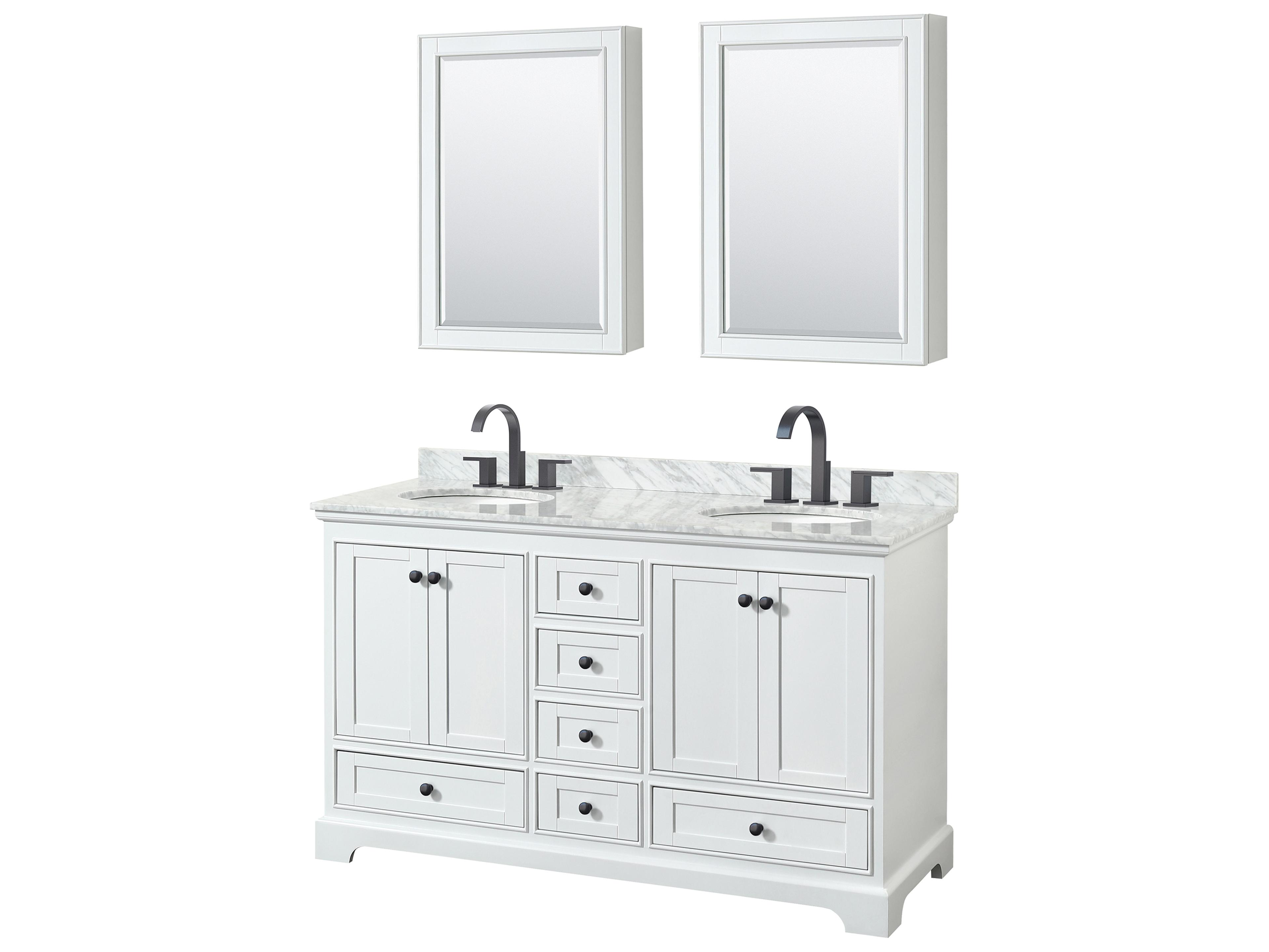 Wyndham Collection Deborah 60" White Vanity with Medicine Cabinet