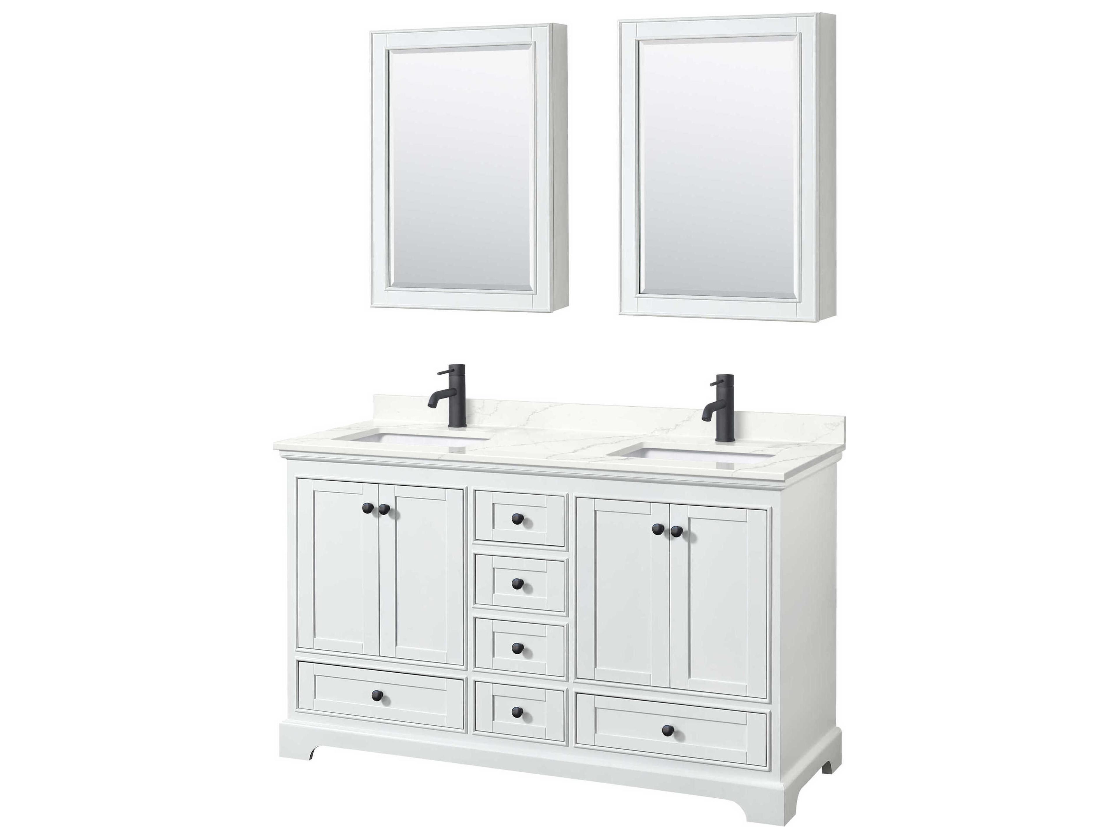 Wyndham Collection Deborah 60" White Vanity with Medicine Cabinet