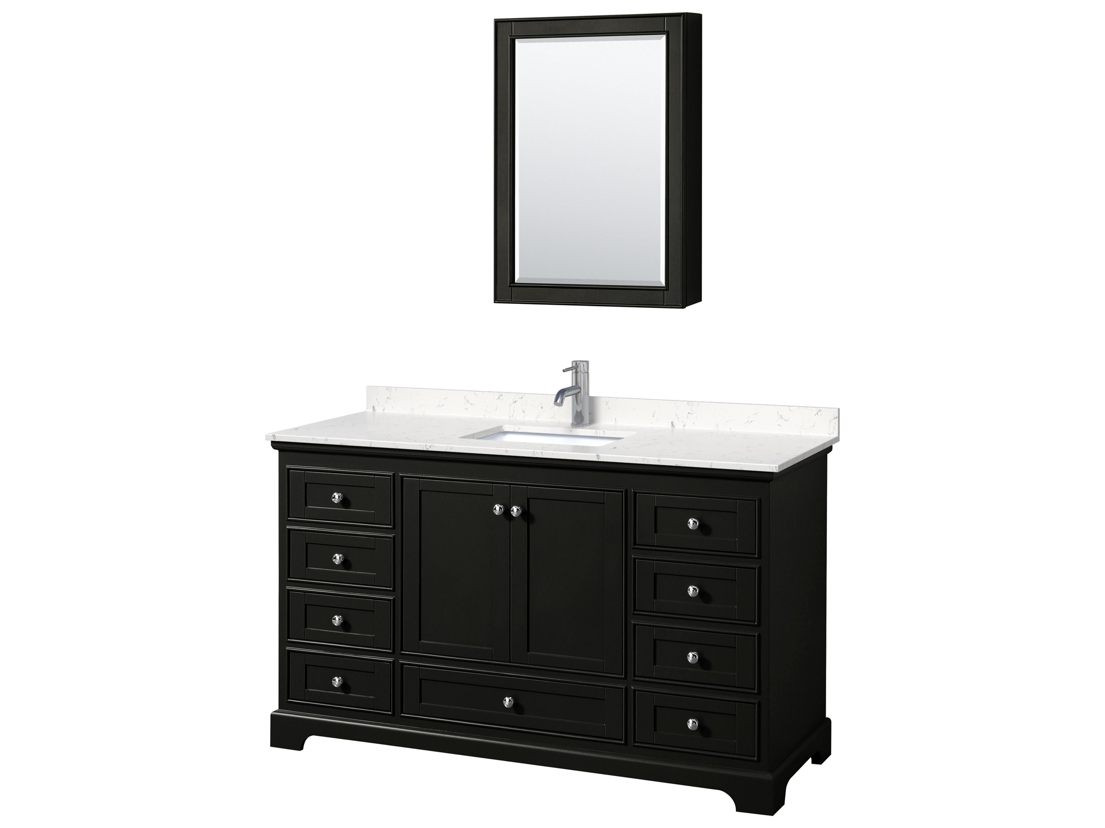 Wyndham Collection Deborah 60" Dark Espresso Vanity with Medicine Cabinet