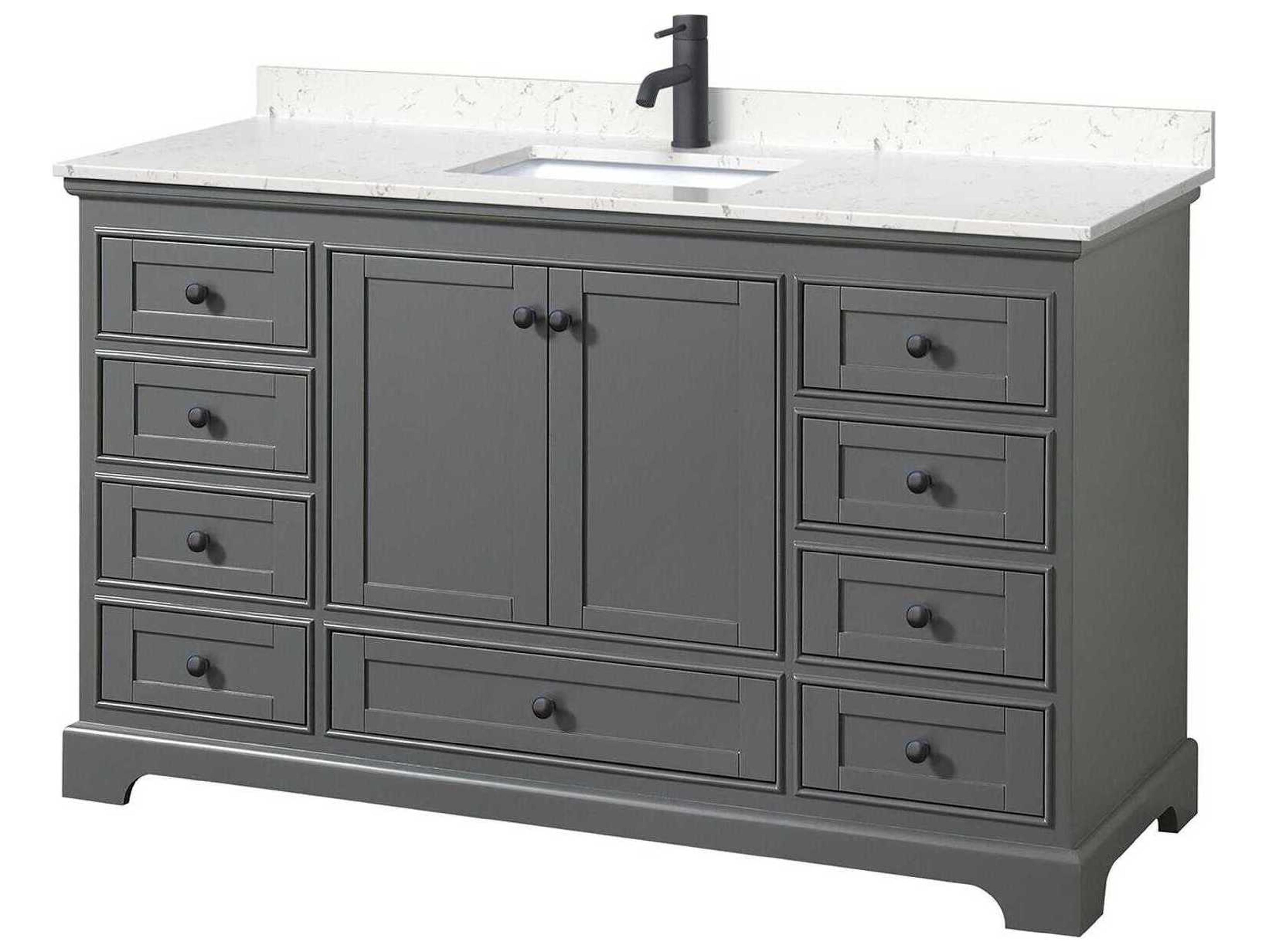Wyndham Collection Deborah 60" Dark Gray Vanity