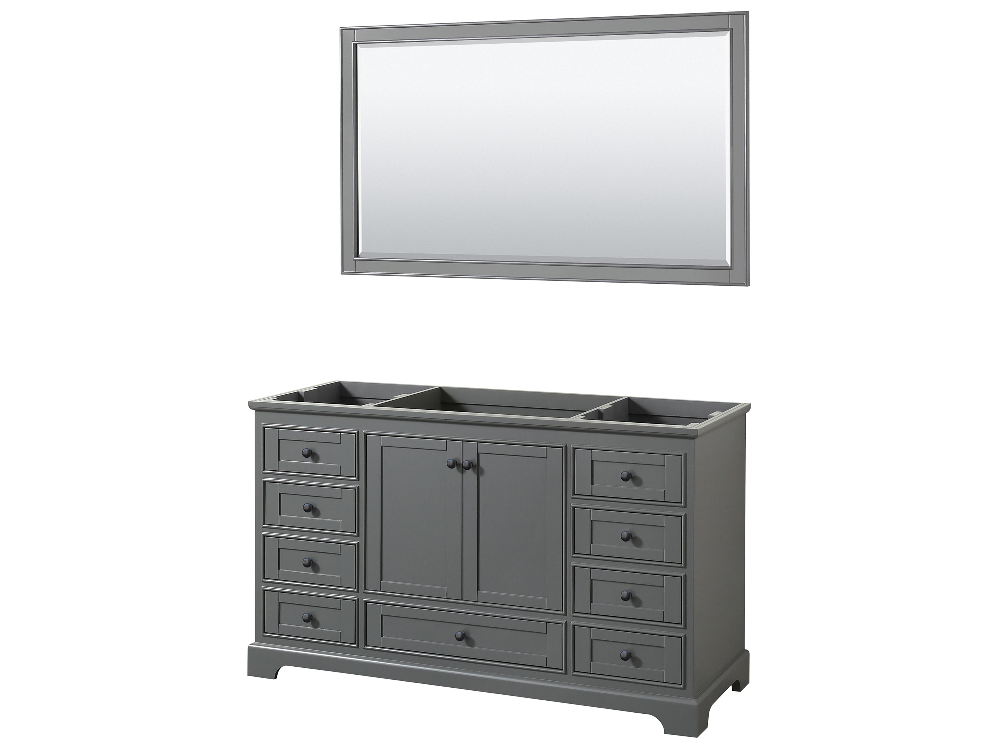 Wyndham Collection Deborah 59" Dark Gray Vanity with 58" Mirror