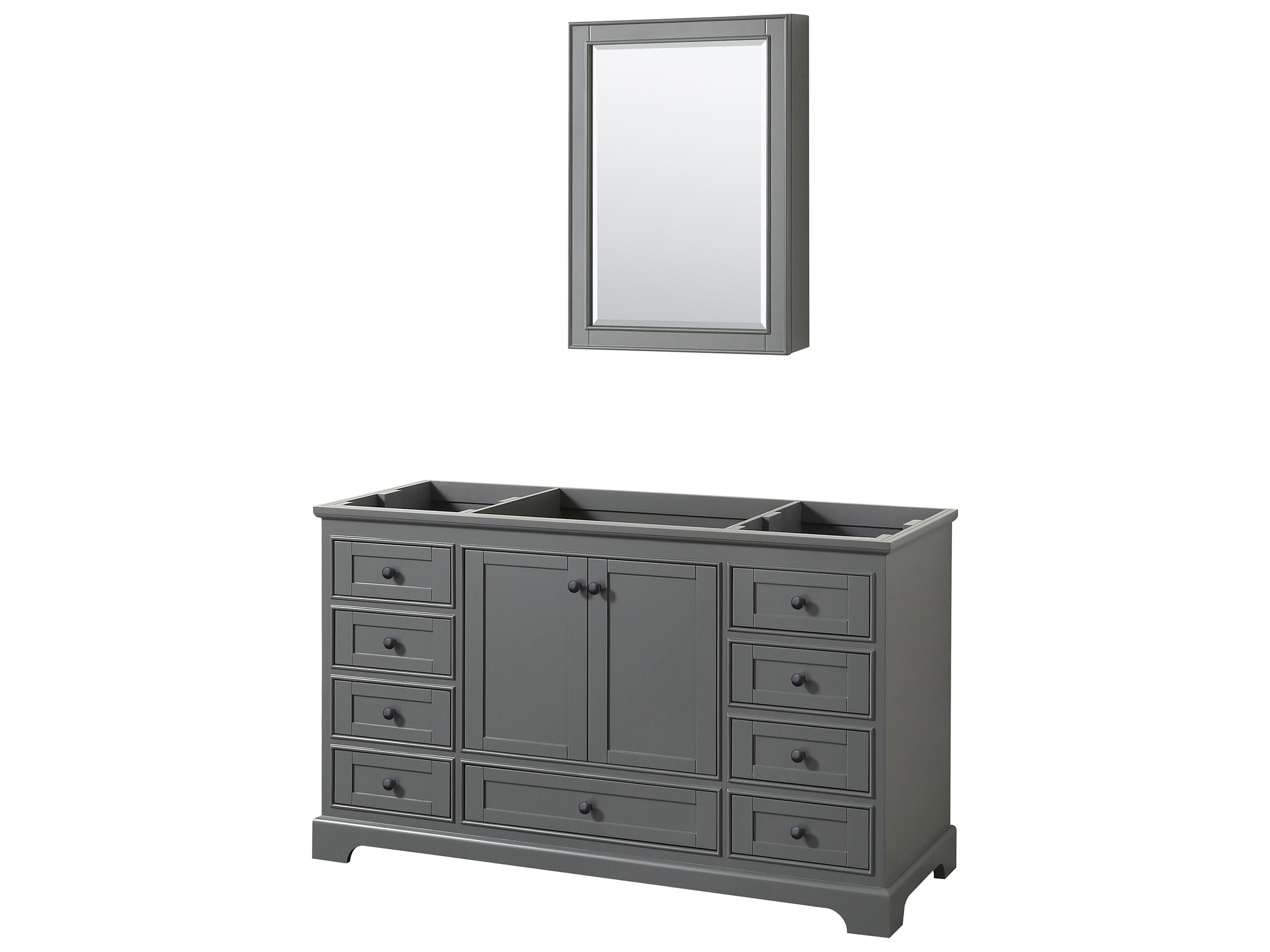 Wyndham Collection Deborah 59" Dark Gray Vanity with Medicine Cabinet