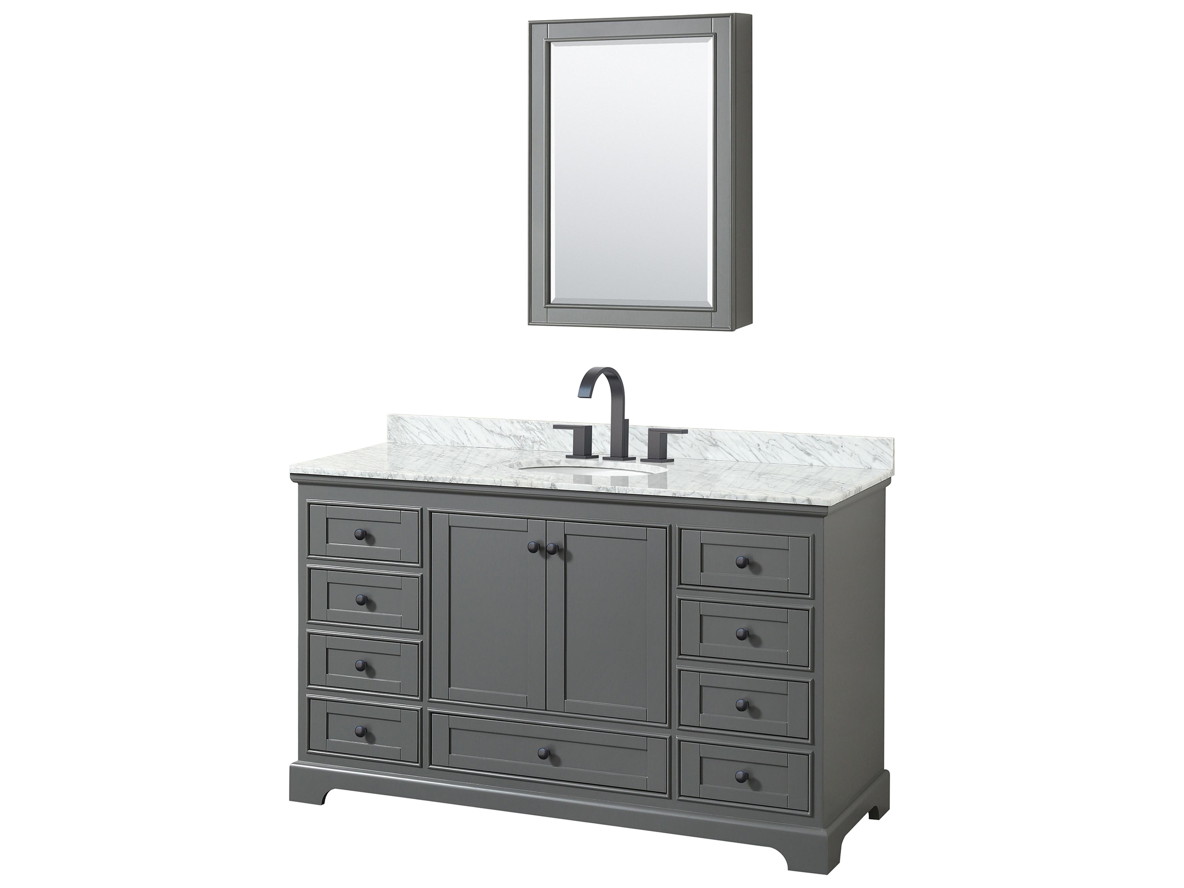 Wyndham Collection Deborah 60" Dark Gray Vanity with Medicine Cabinet