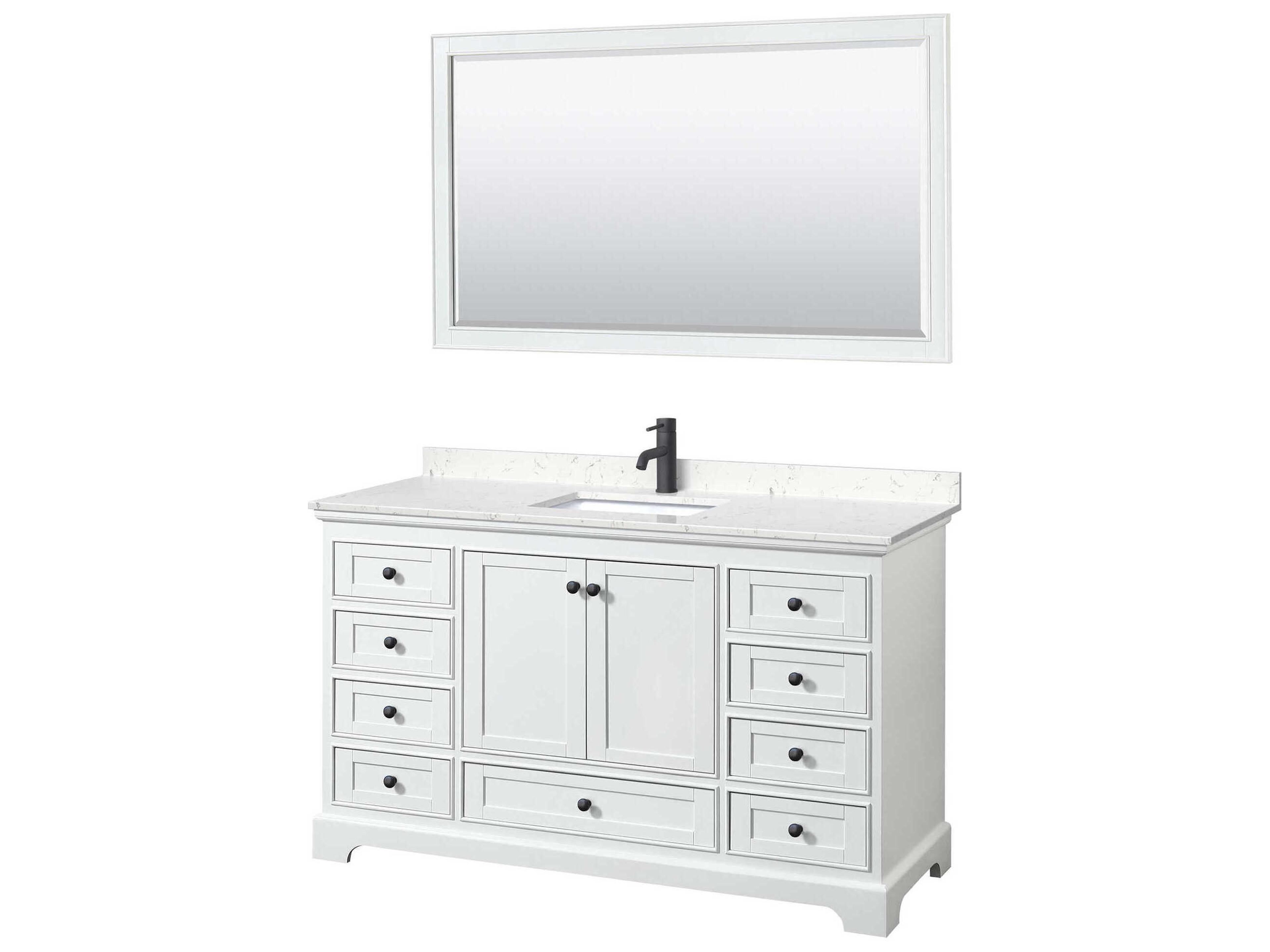 Wyndham Collection Deborah 60" White Vanity with 58" Mirror