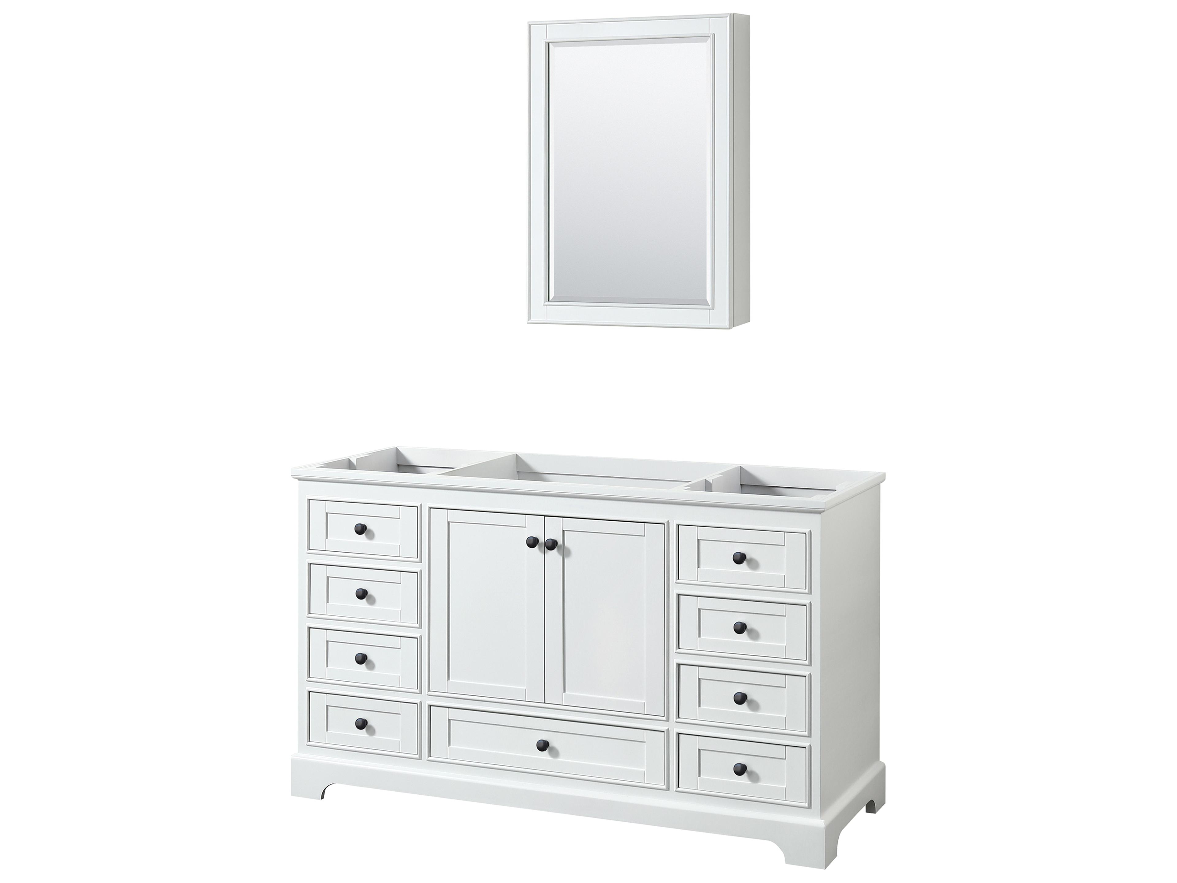Wyndham Collection Deborah 59" White Vanity with Medicine Cabinet