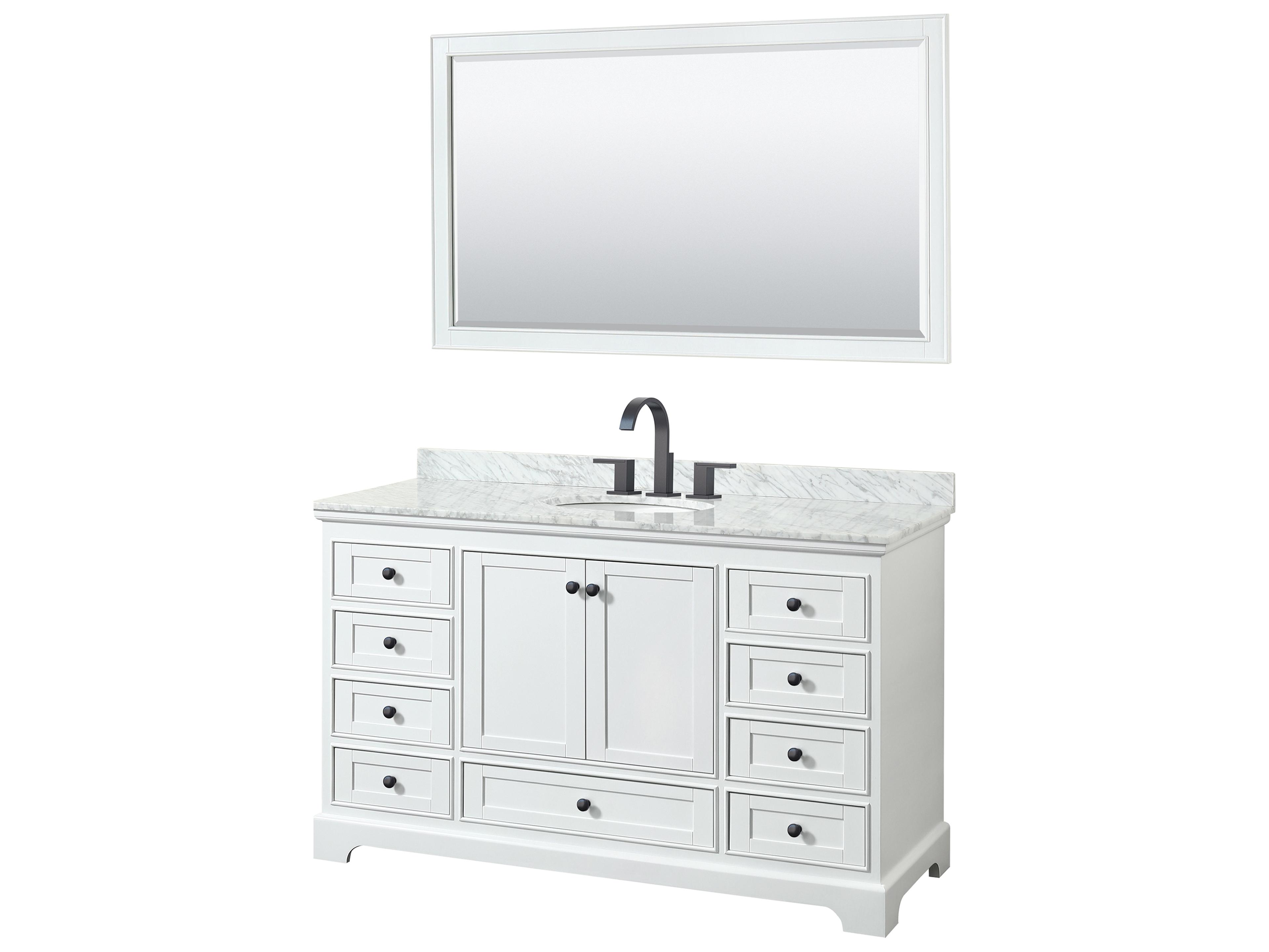 Wyndham Collection Deborah 60" White Vanity with 58" Mirror